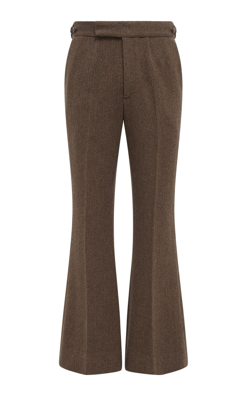 Stevie Pant in Chocolate Multi Virgin Wool Cashmere Herringbone 1