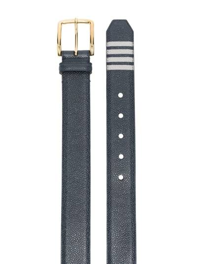 Thom Browne 4-Bar stripe pebbled leather belt outlook