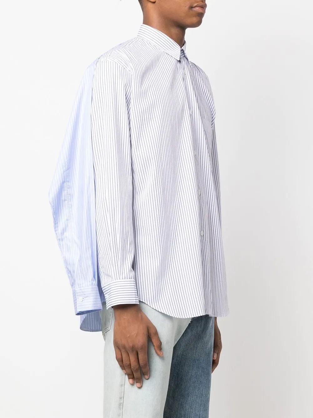 stripe-print panelled shirt - 3