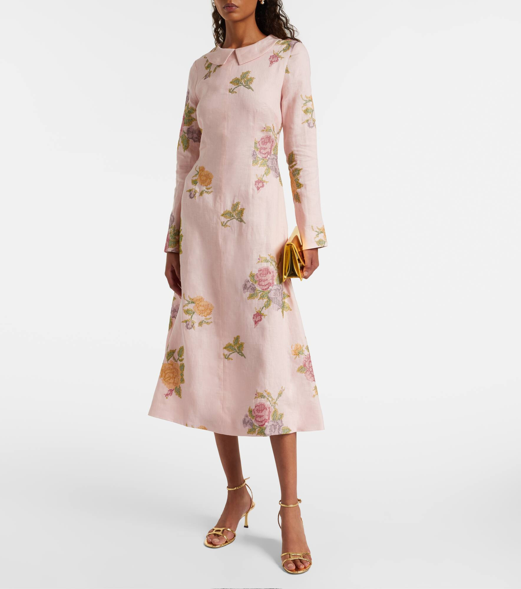 Floral linen midi dress - 2