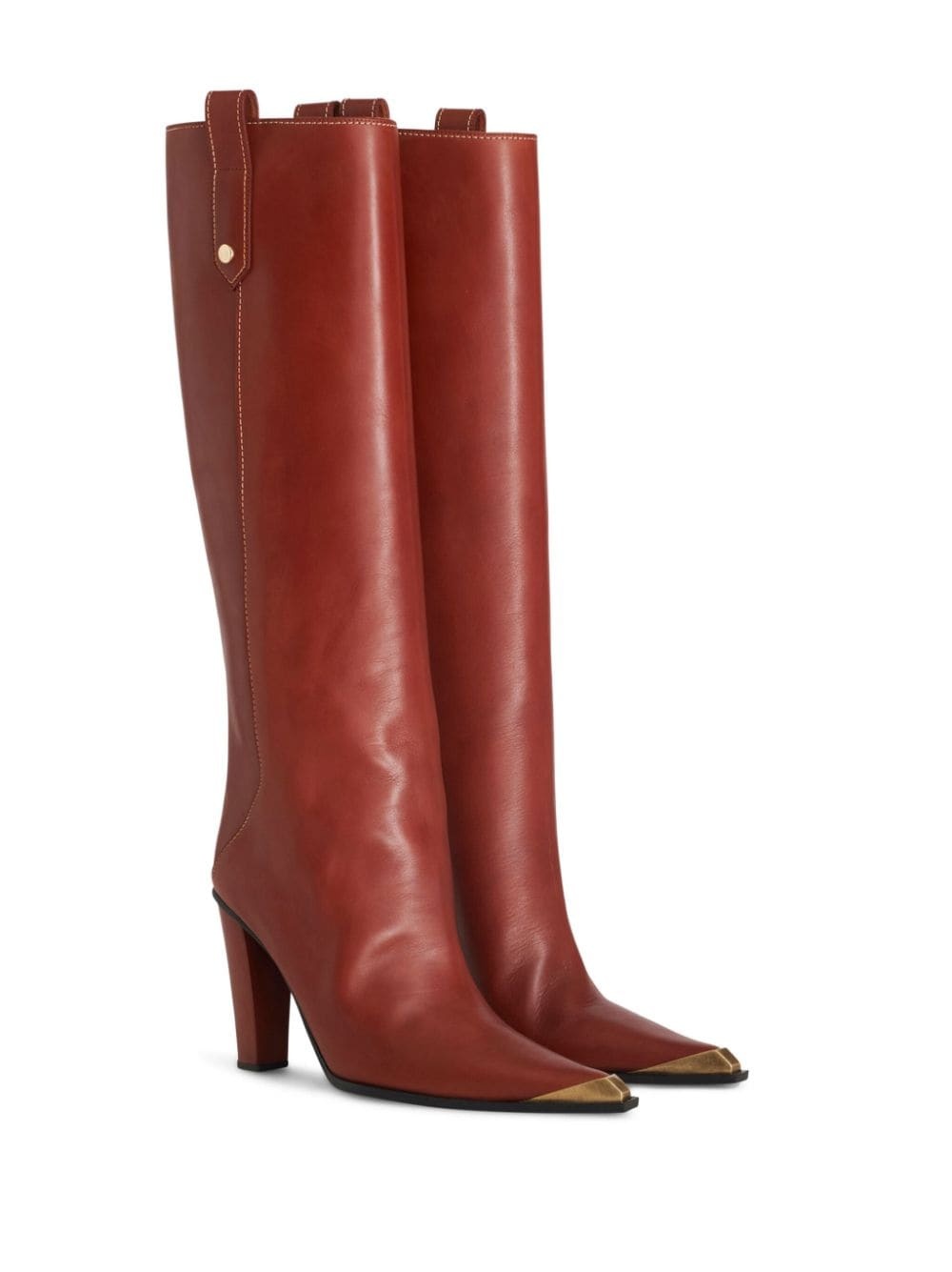 metallic toe-cap knee-high boots - 2