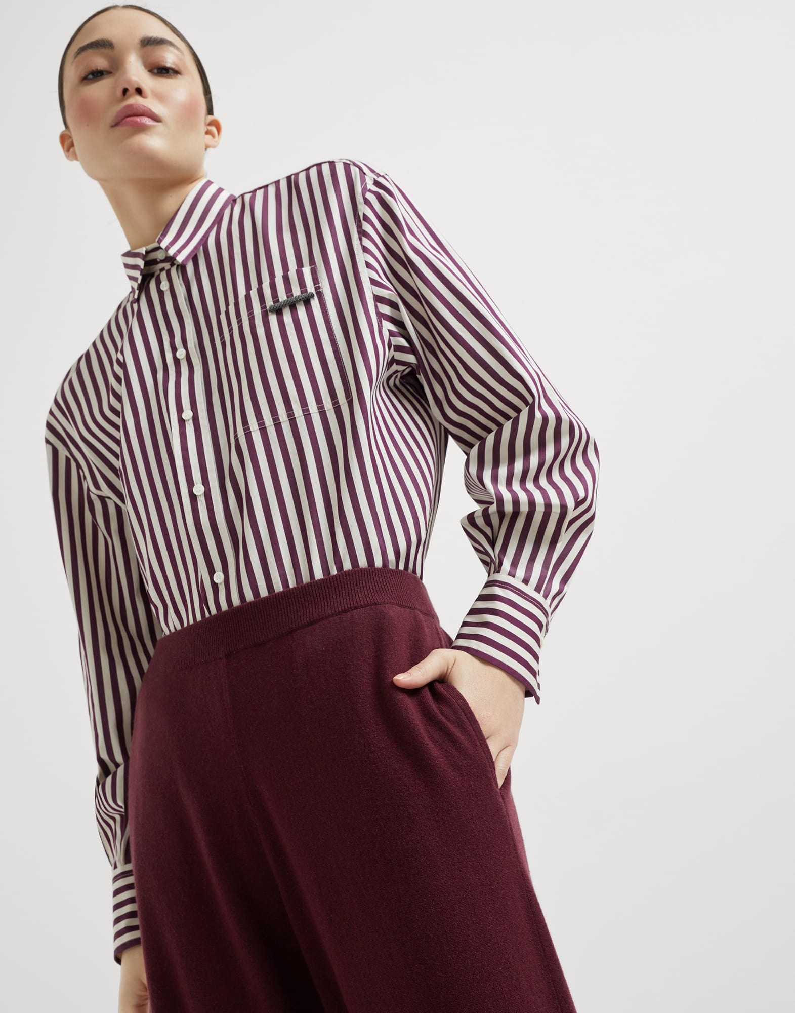 Virgin wool, cashmere and silk knit trousers - 3