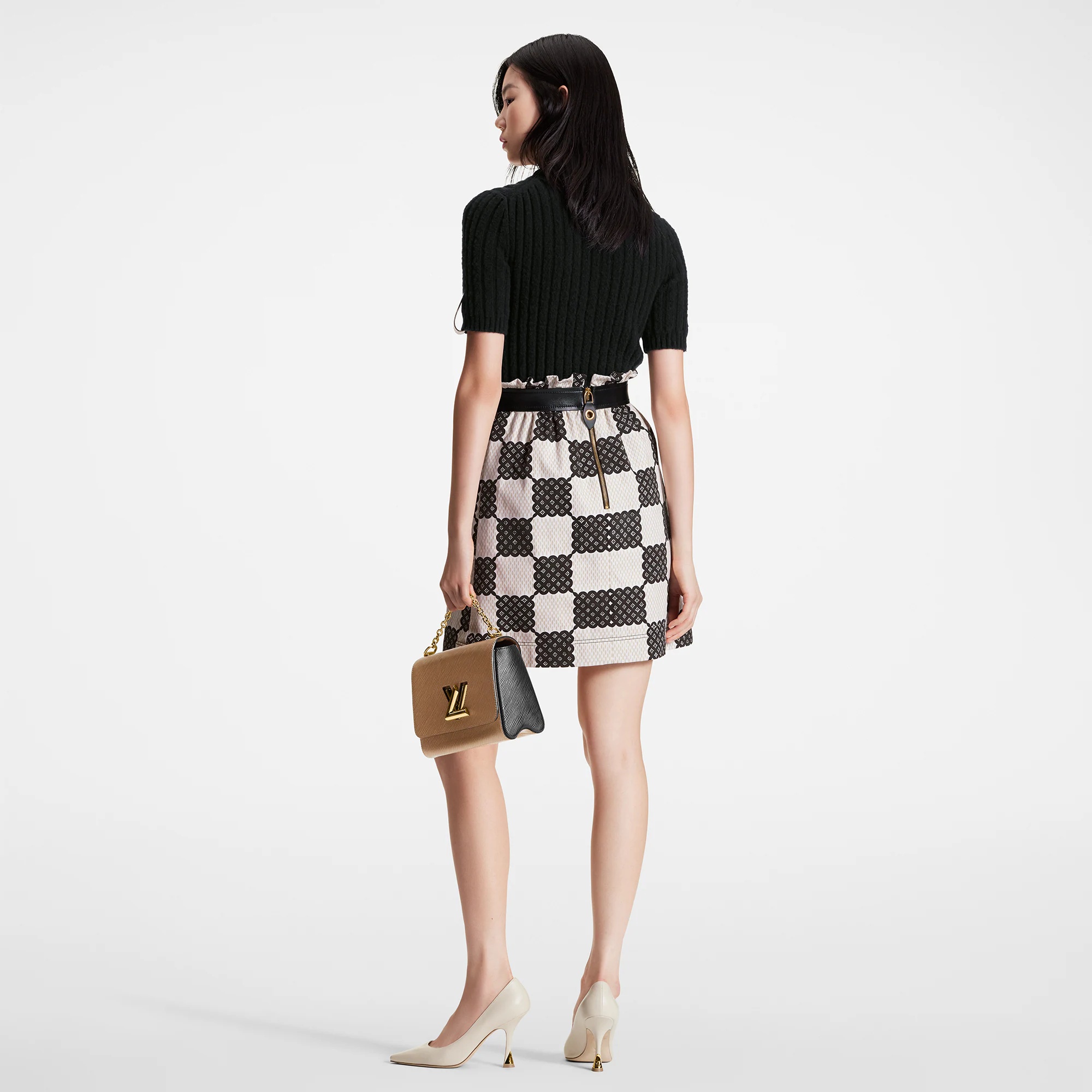 Bubble Damier Paperbag Mini Skirt - 3