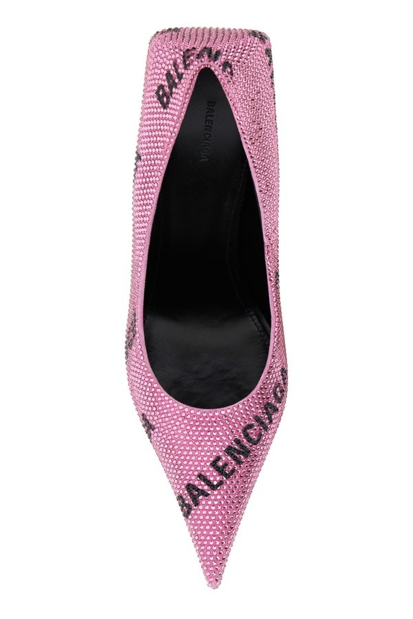 【送料&関税込】Balenciaga Embellished Suede Square Knife Pu Square Knife embellished pumps in white - Balenciaga | Mytheresa
