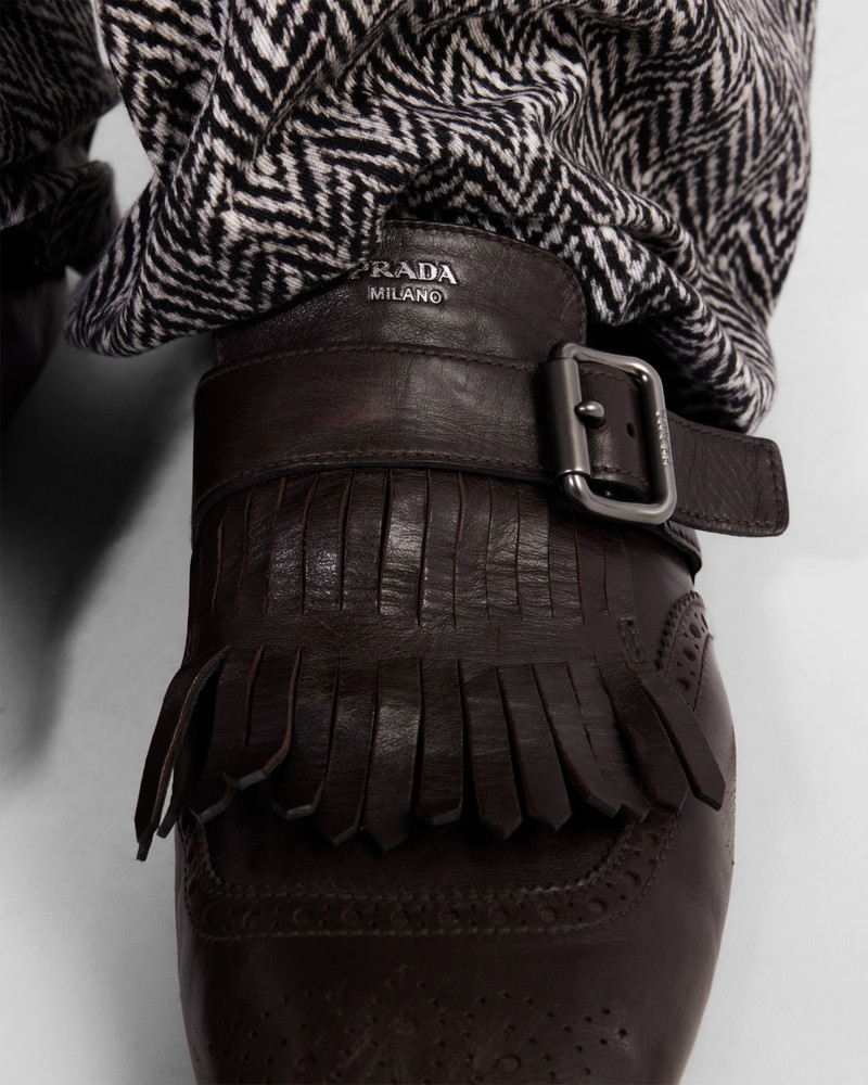 Prada Shuffle fringed monk strap shoes outlook
