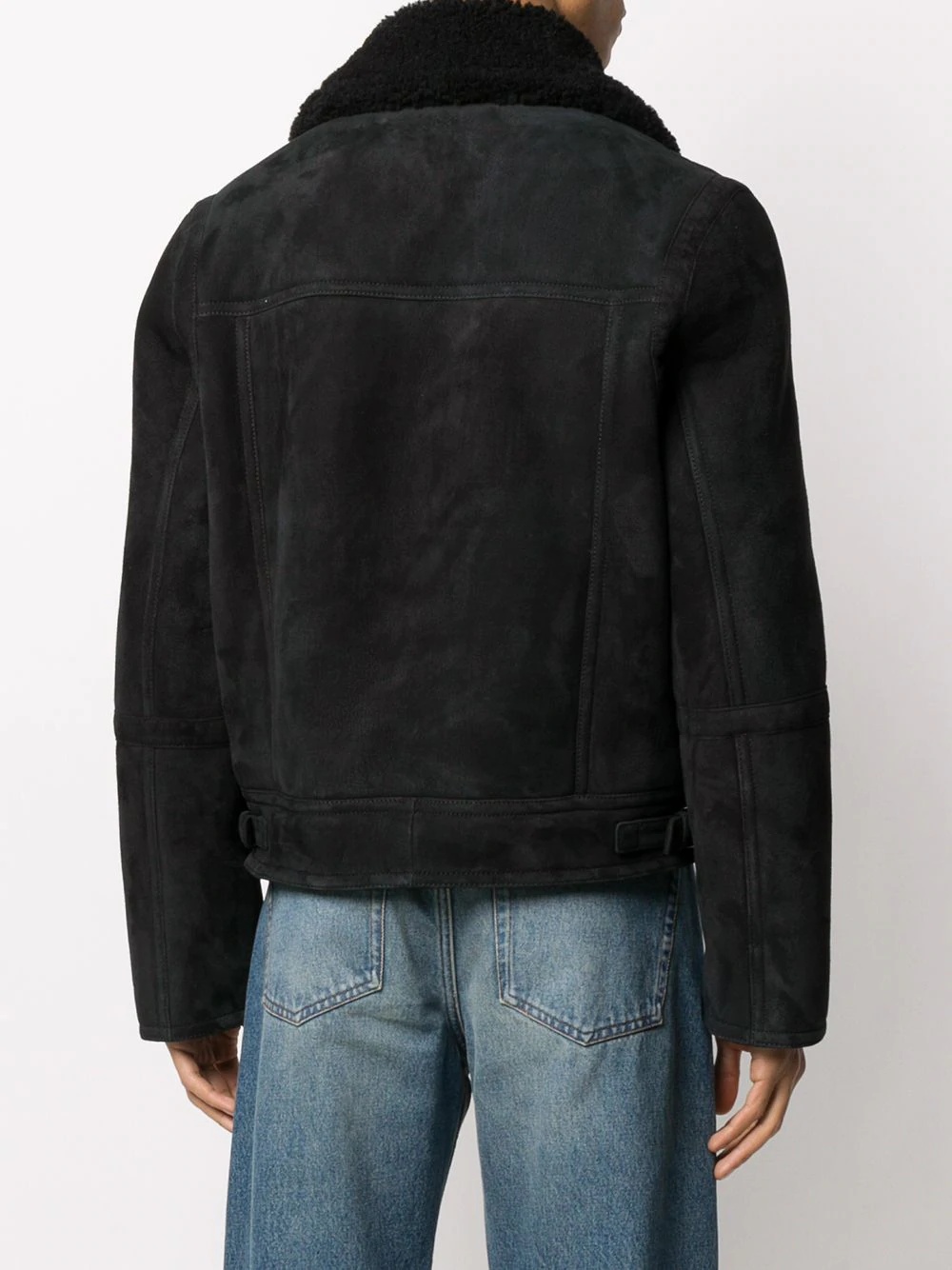 zip-up jacket in suede finishing shearling - 4