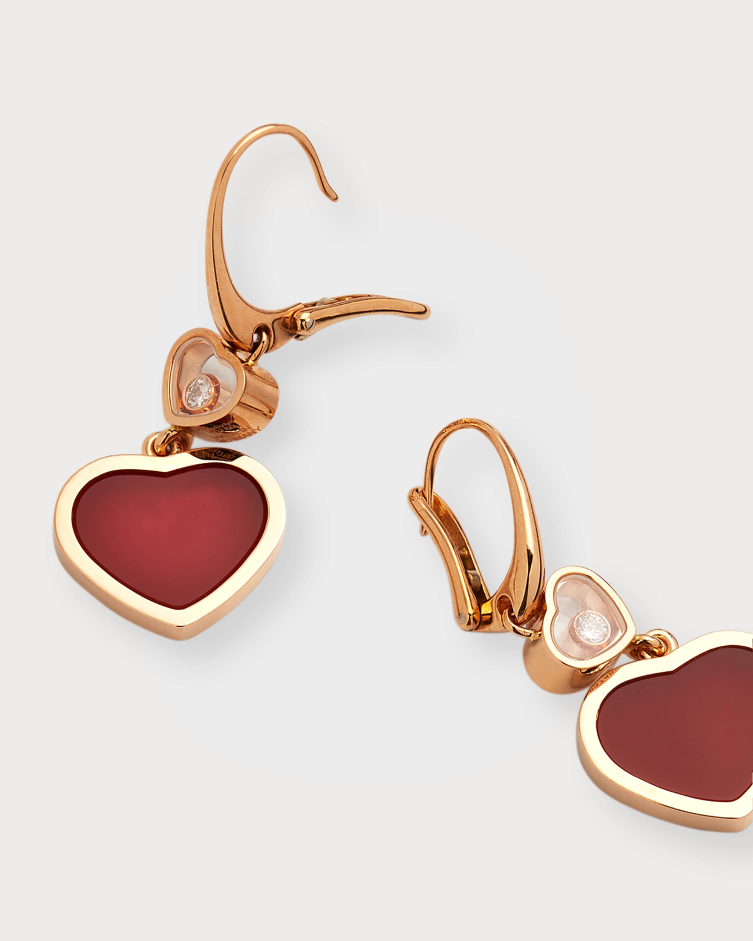 Happy Hearts 18K Rose Gold Carnelian & Diamond Earrings - 3