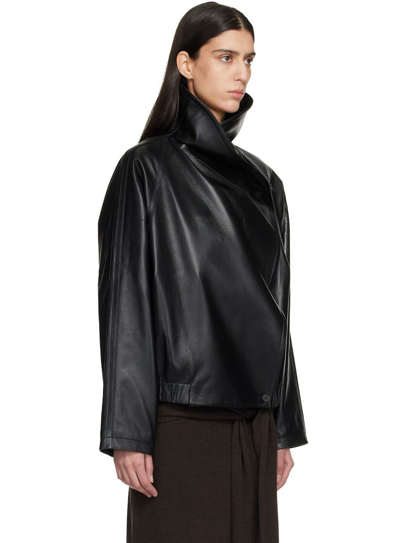 Black Sculptured Leather Jacket 2