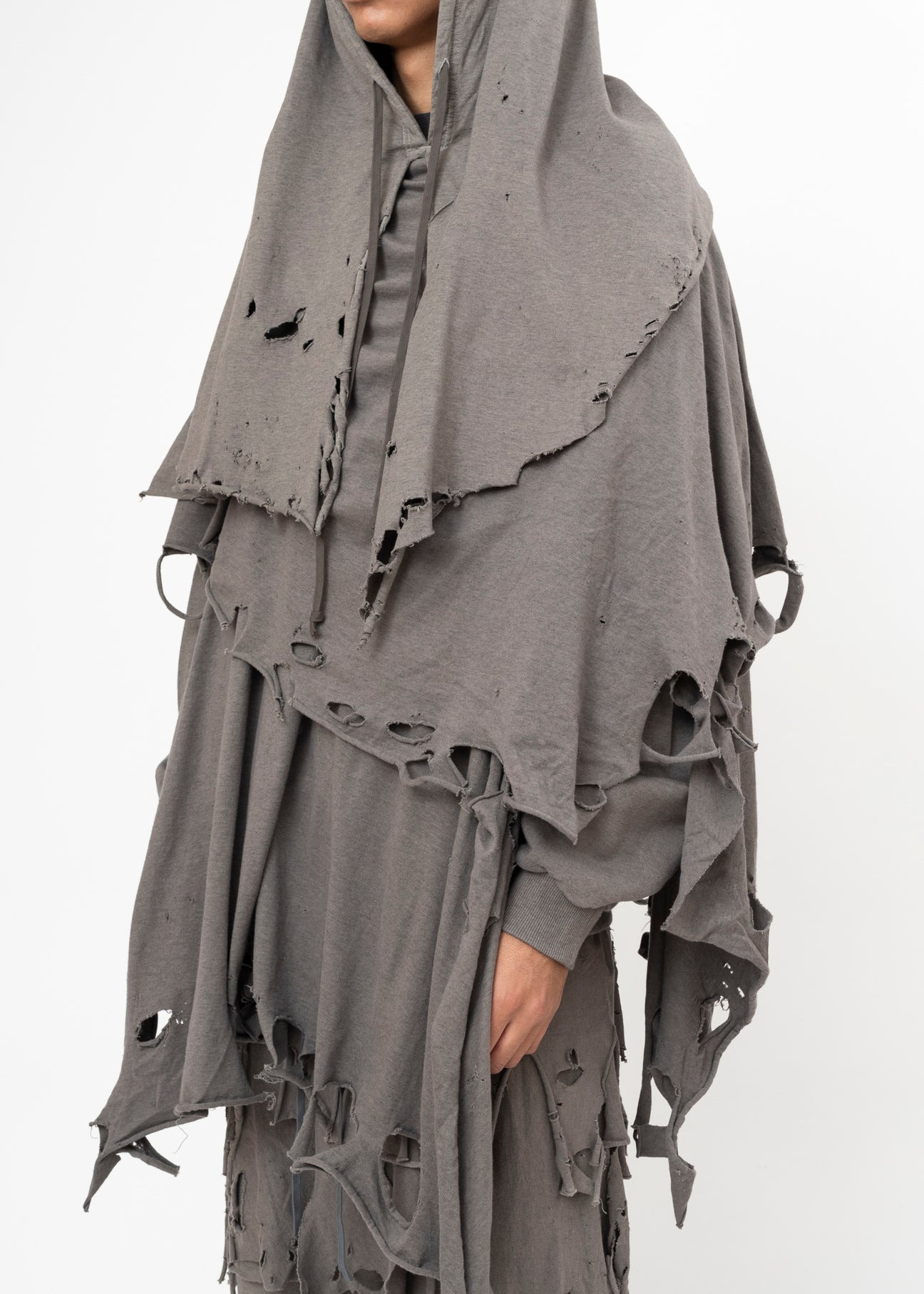 GREY DOUBLET PHANTOM FRAYED HOODIE - 4