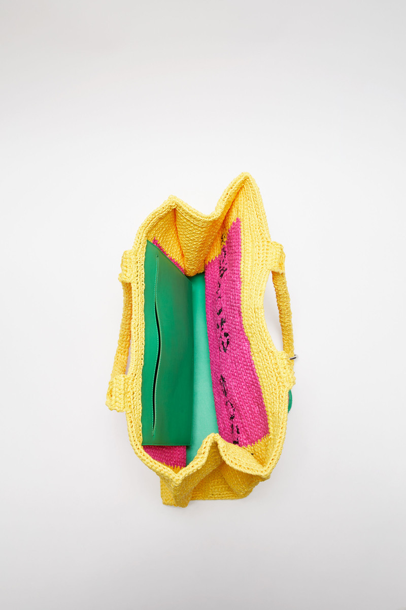 Logo stud tote bag - Pink/yellow 4