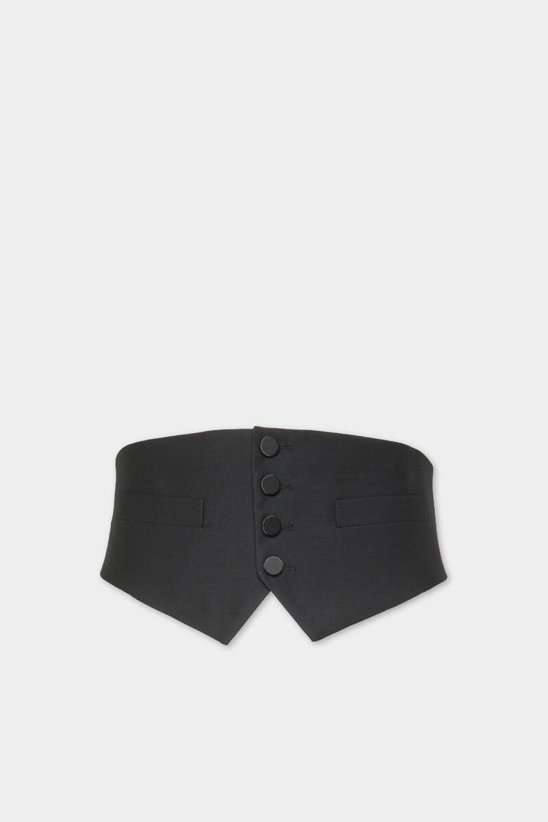 WOOL SILK TUXEDO VEST - 1
