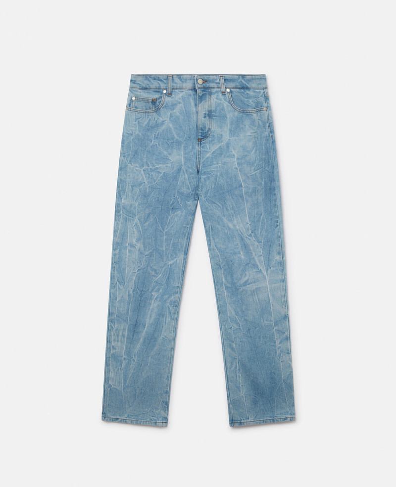 Crinkle Wash Straight Leg Jeans 1