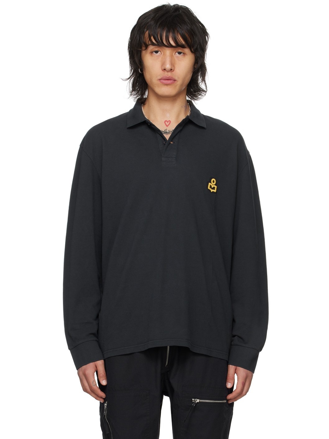 Tシャツ・カットソー Isabel Marant Men's ANAFIKOLO Polo Shirt Gray Isabel Marant Gray Anafikolo Polo | ssense | REVERSIBLE