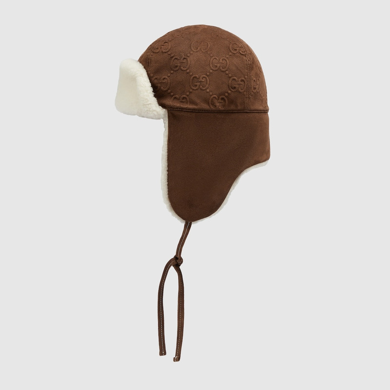 GUCCI GG suede hat with ear flaps outlook