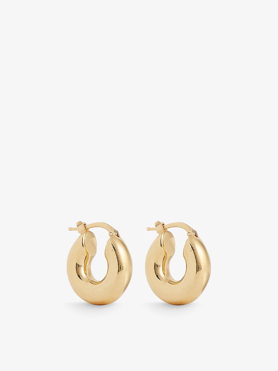 Classic brand-engraved gold-tone brass earrings - 1