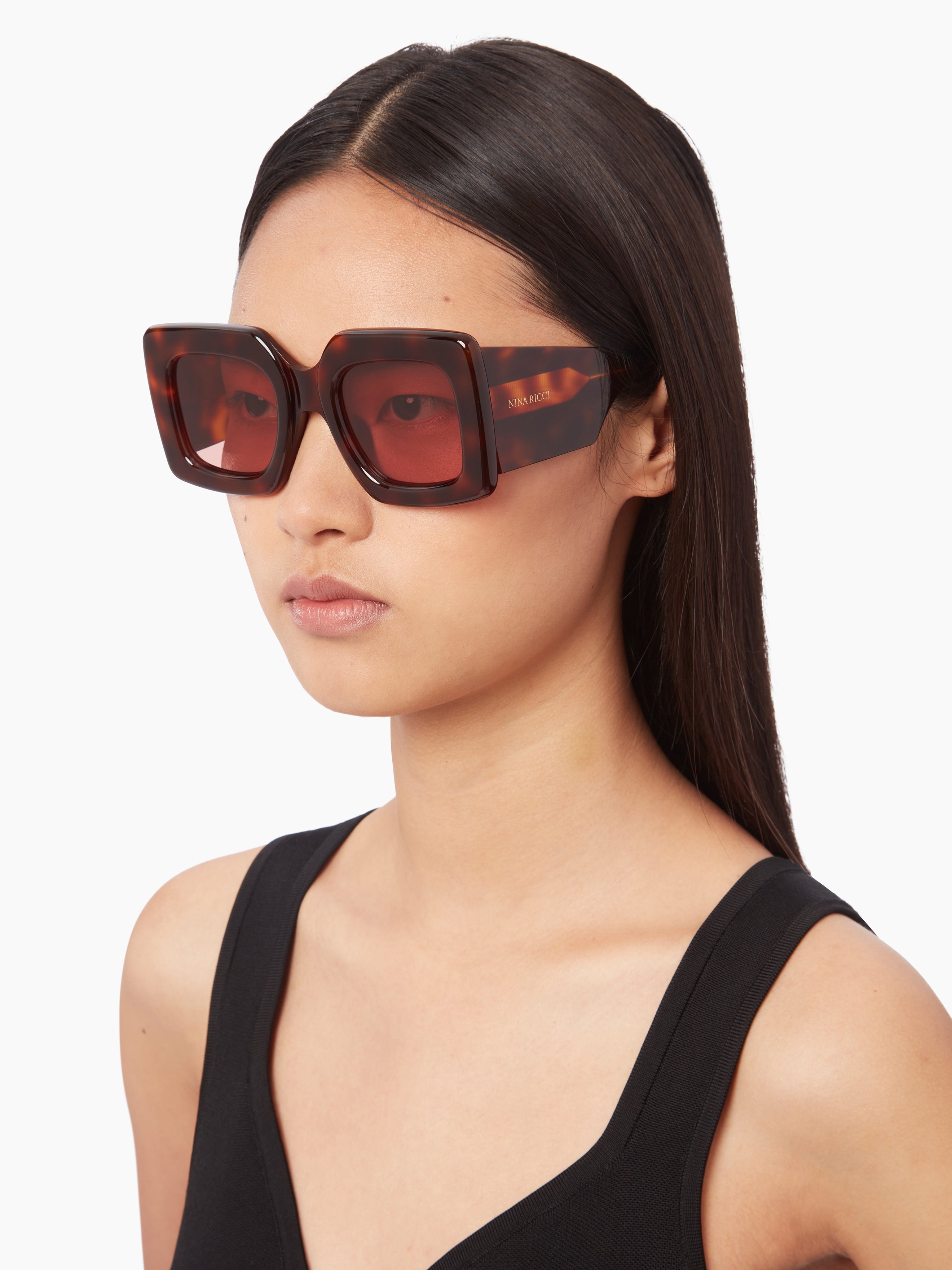 Precious square shiny havana Sunglasses - 3