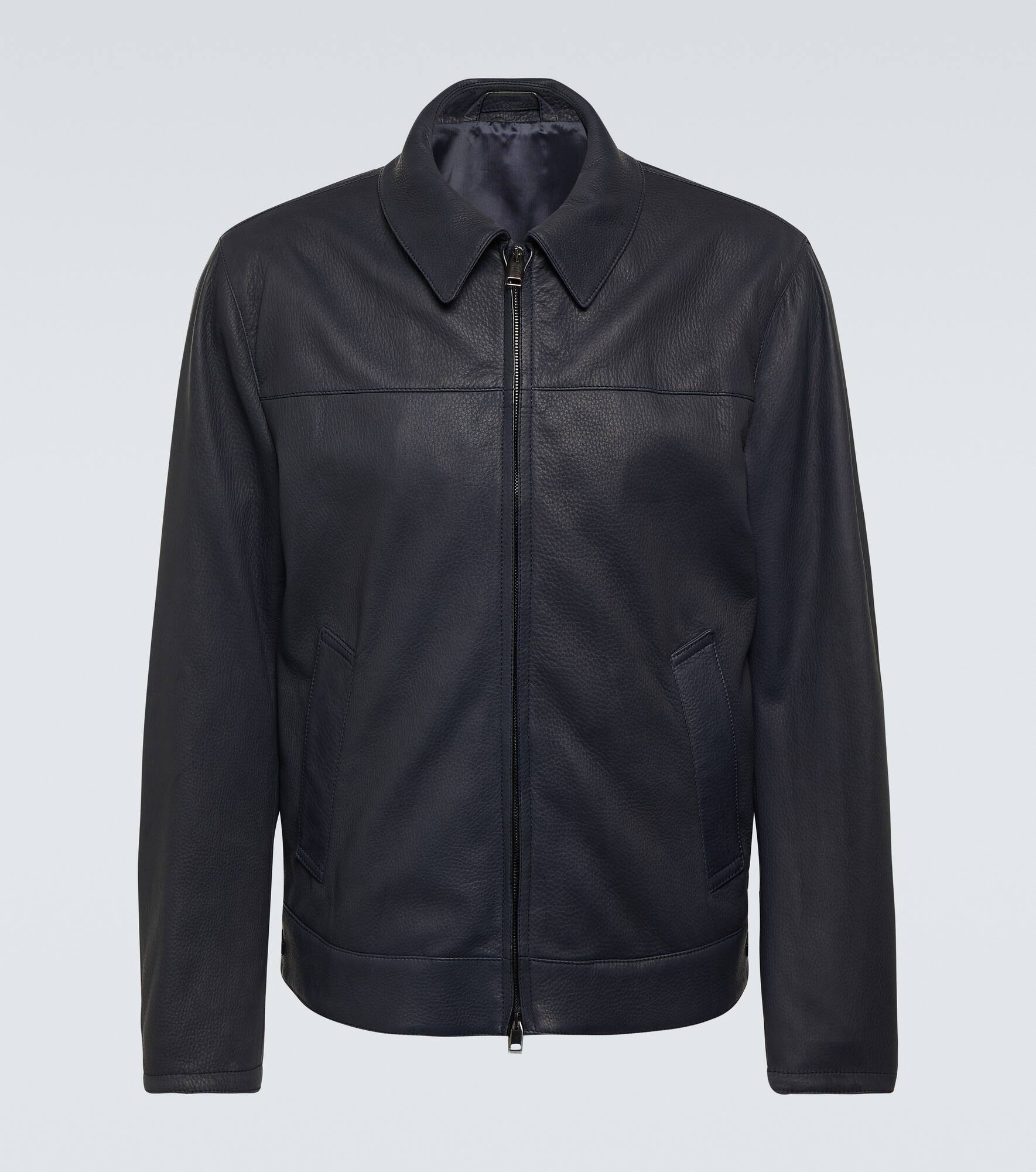 Leather blouson jacket - 1