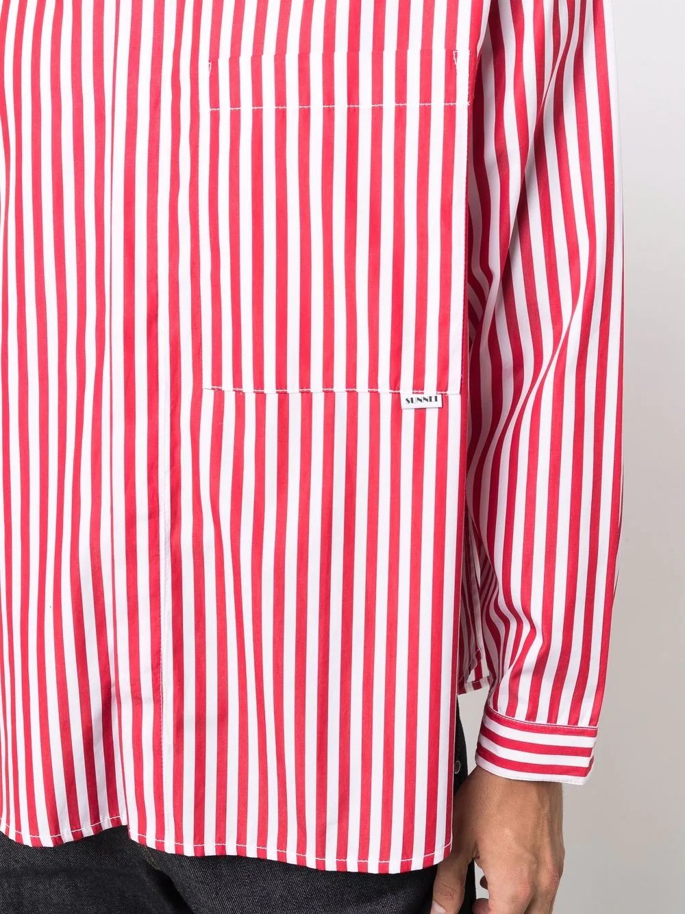 stripe-print cotton overshirt - 5