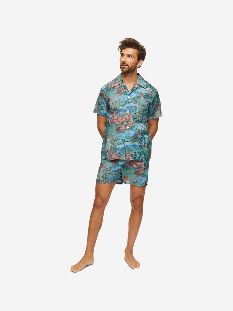 Derek Rose Men's Short Pyjamas Ledbury 59 Cotton Batiste Multi outlook