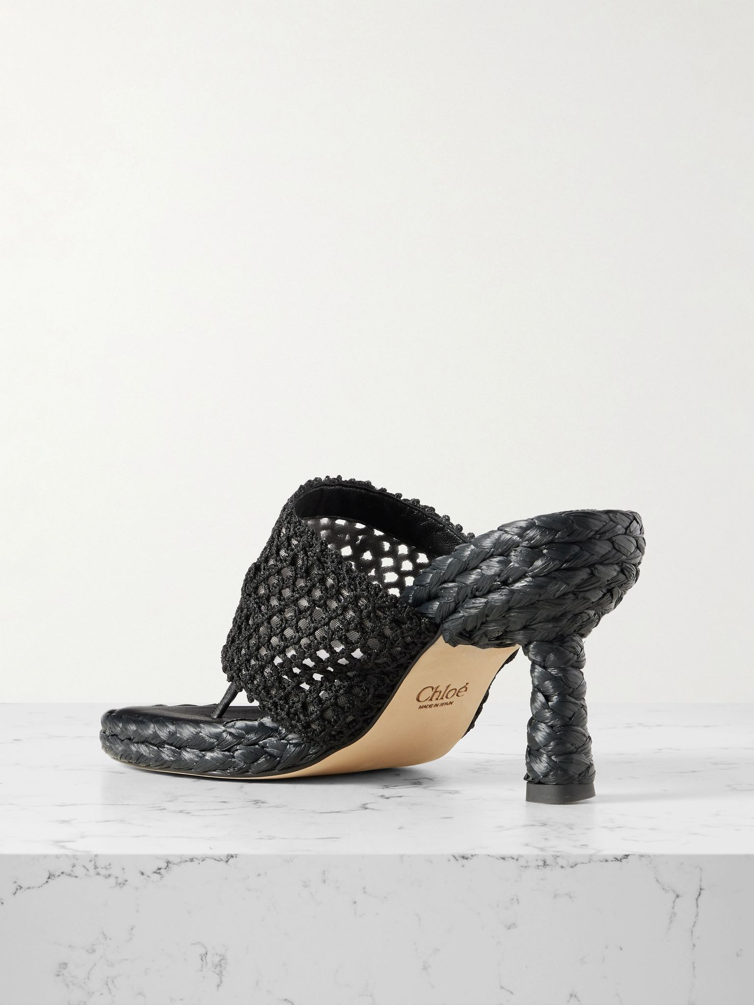Isla crocheted raffia mules Black - 3