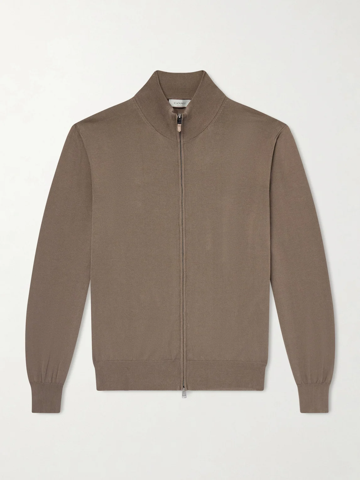 Slim-Fit Cotton Zip-Up Sweater - 1