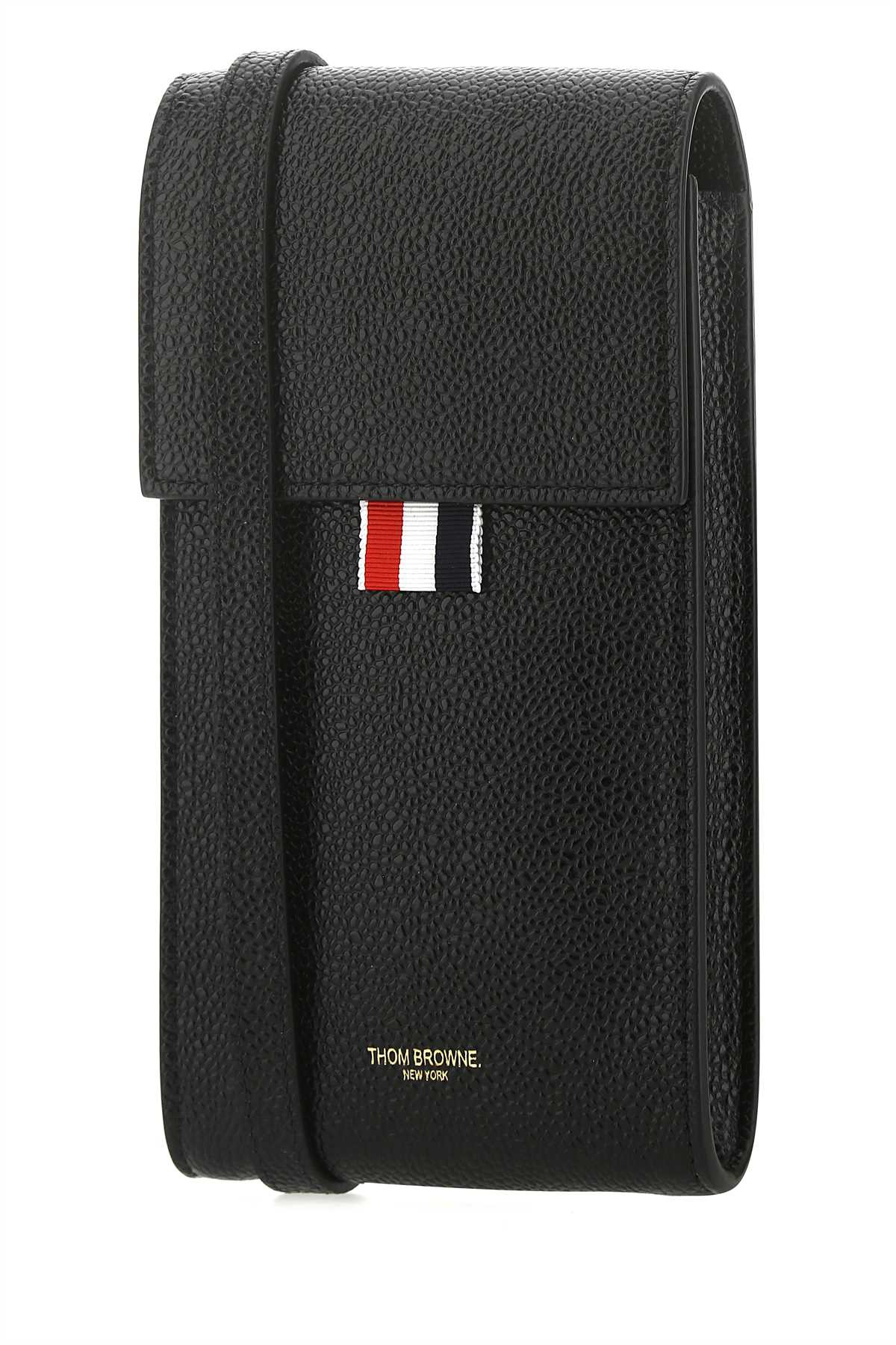 Thom Browne Men Black Leather Phone Holder - 2