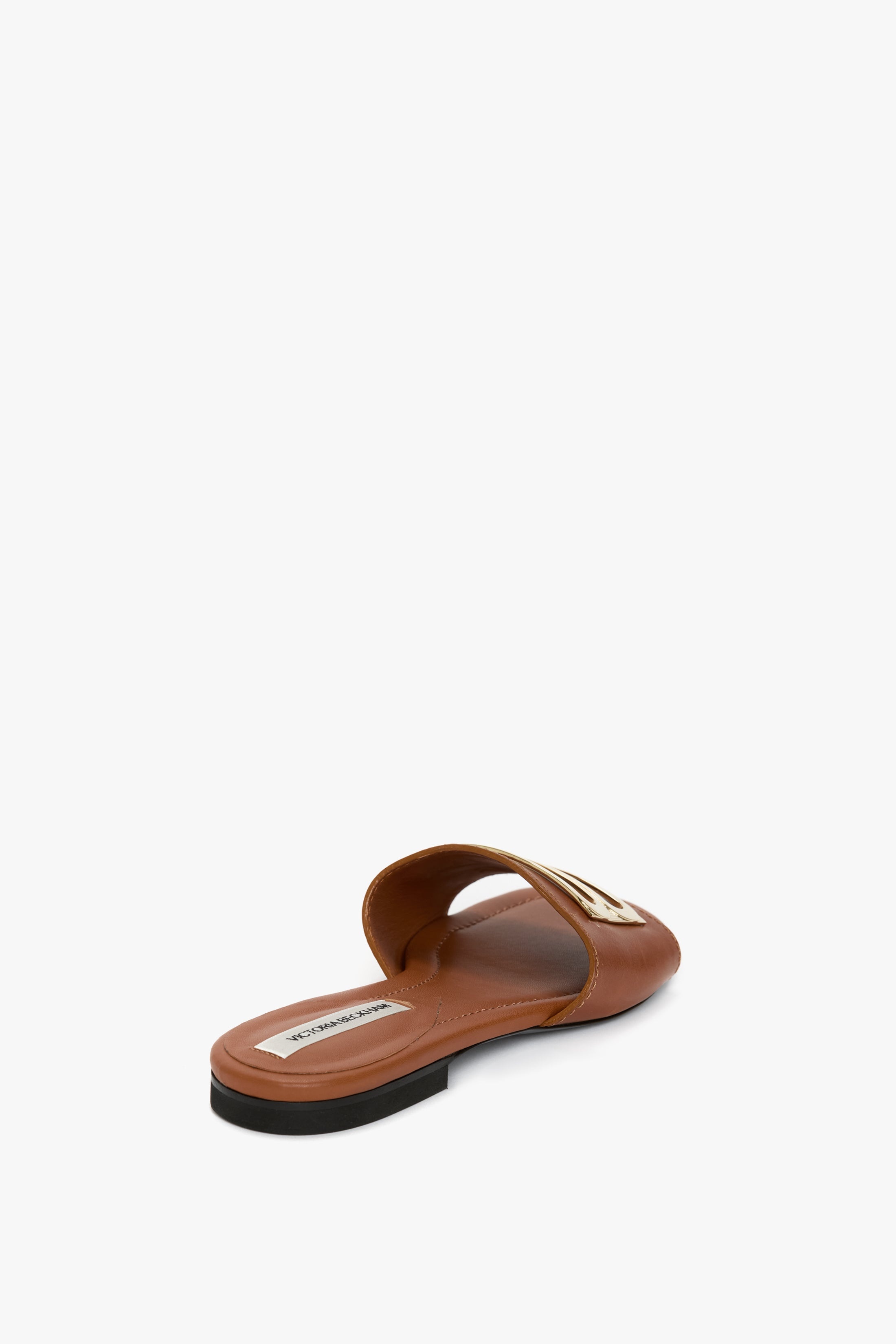B Buckle Slide In Light-Pastel Brown Leather - 3
