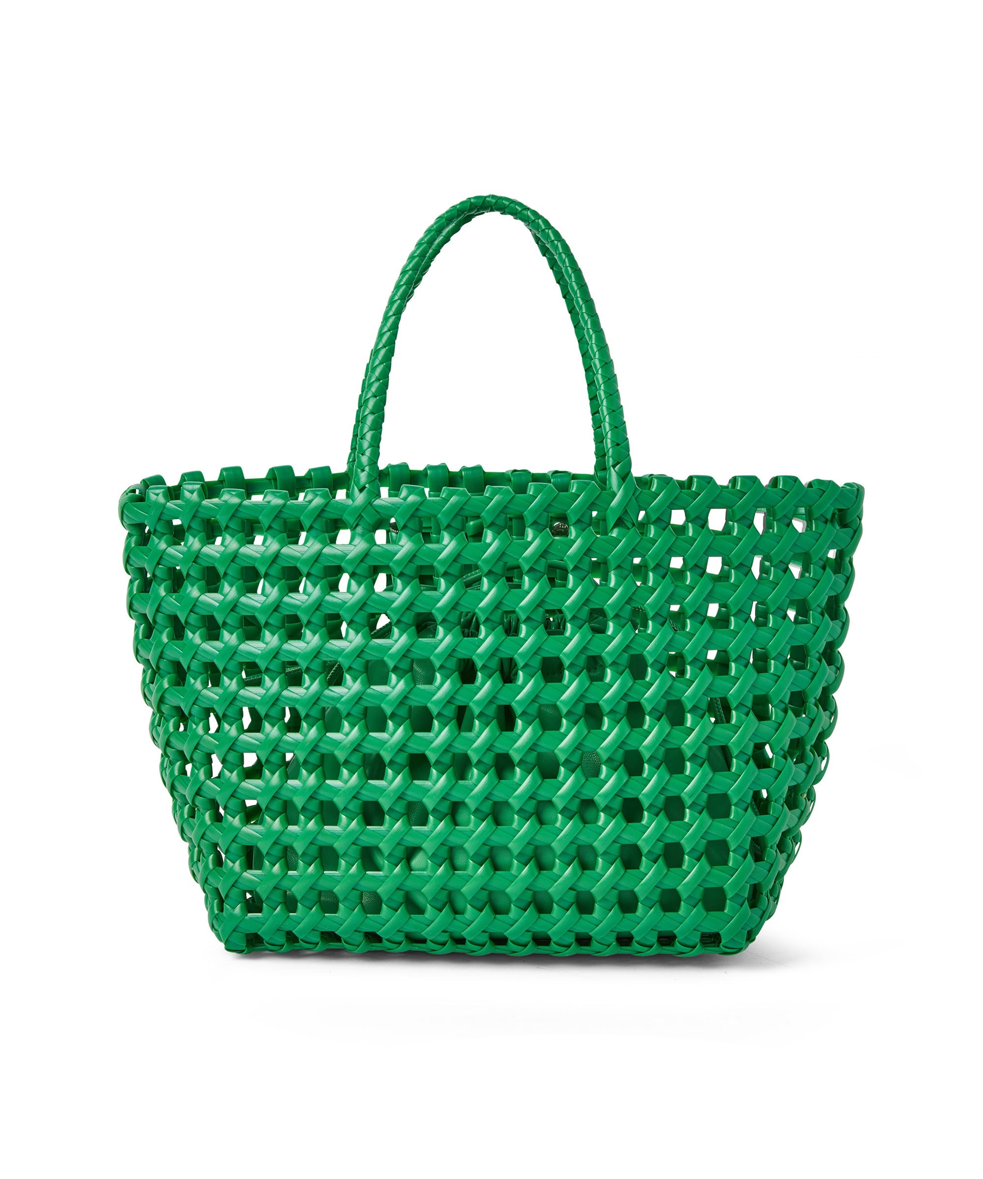 Faux leather basket net mini bag with accompanying mini pouch - 2