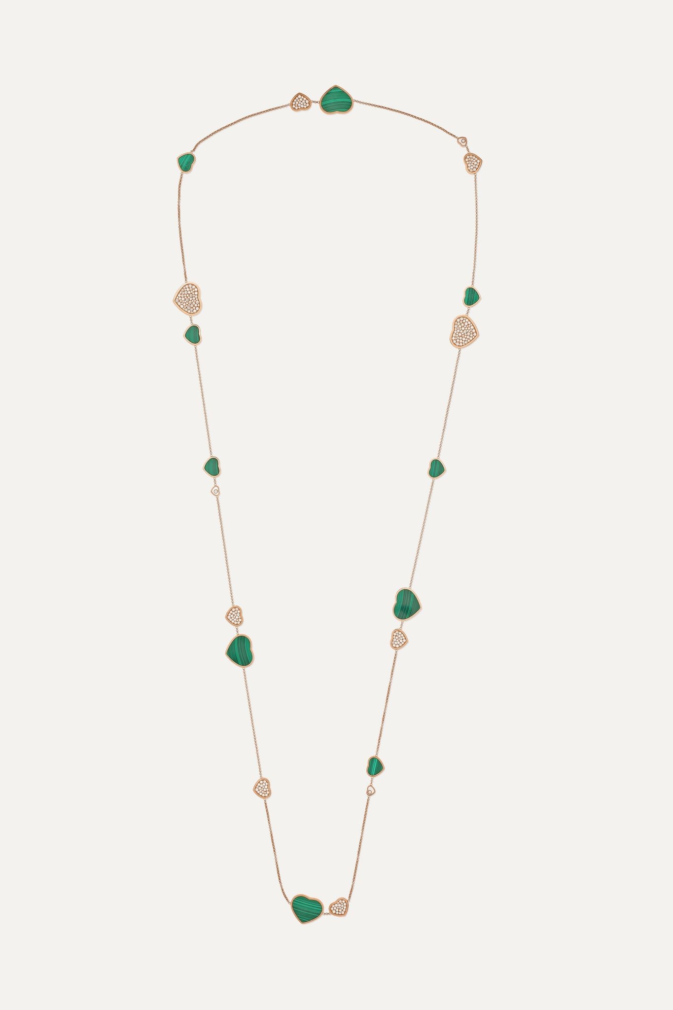 Happy Diamonds 18-karat rose gold, diamond and malachite necklace - 1