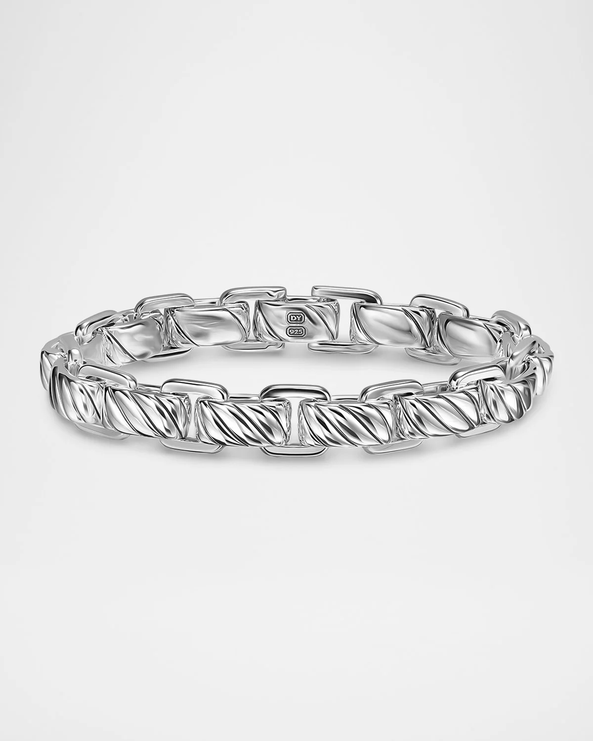 Men's Sculpted Cable Link Bracelet in Silver, 12mm - 1