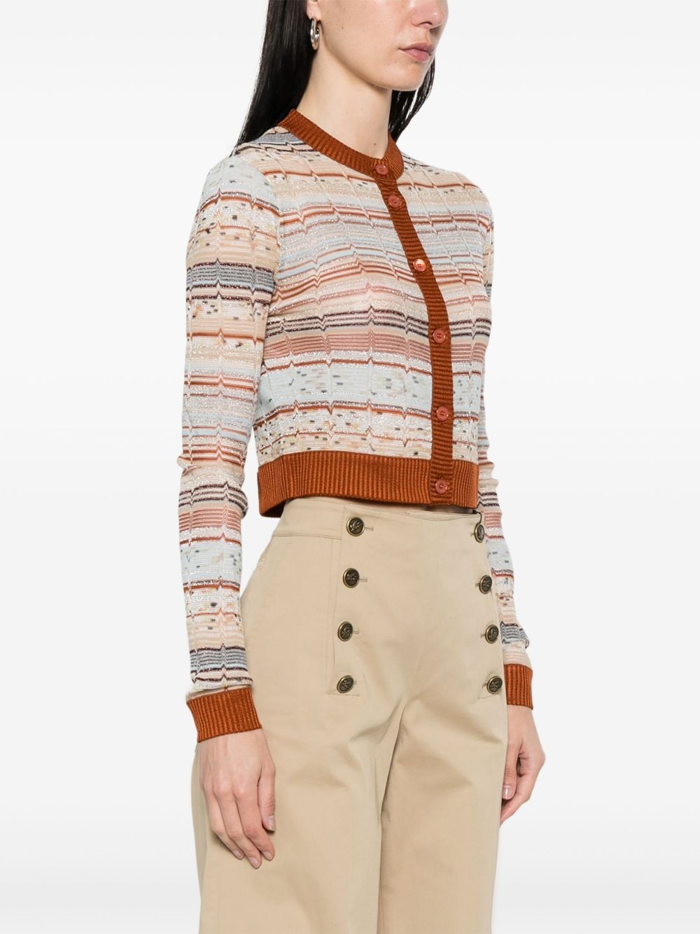 lurex-detail cardigan - 3