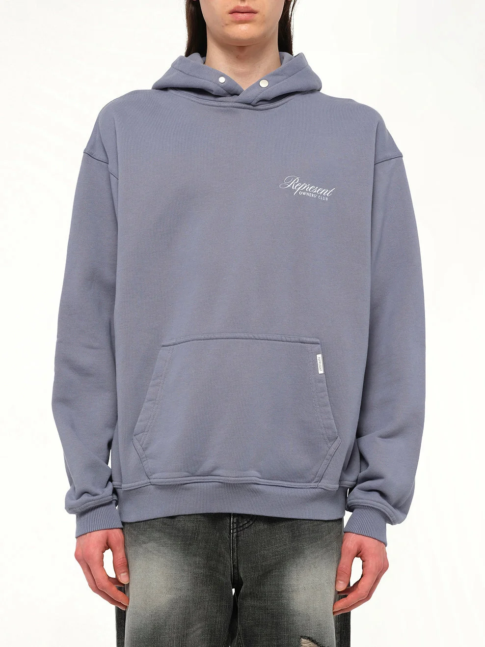 Represent Owners Club Script Hoodie in Dusty Blue - 1
