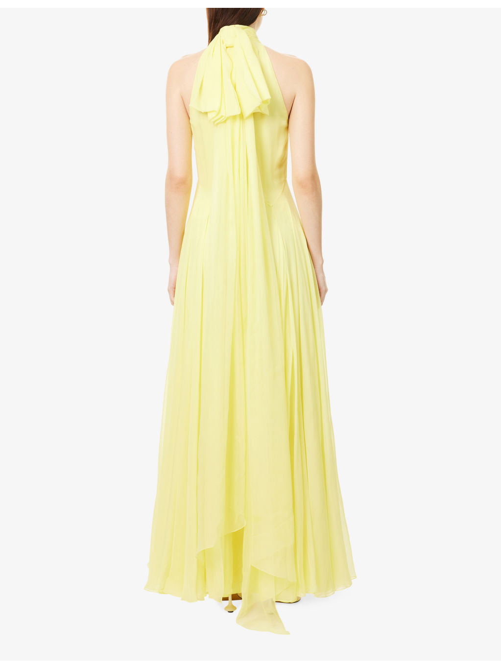 Bow-Embellished Sleeveless Silk Maxi Dress - 4