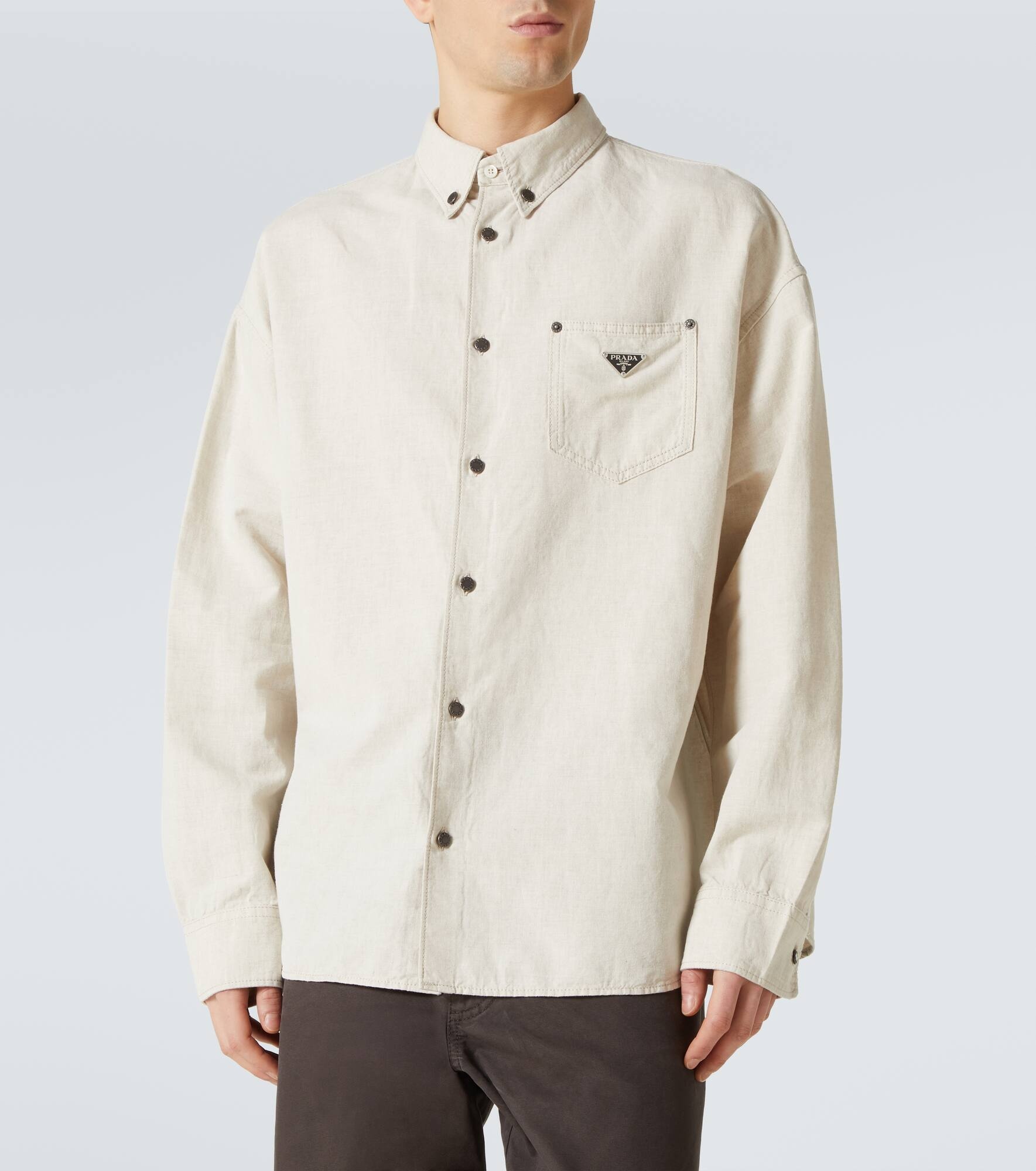 Cotton and linen chambray shirt - 3