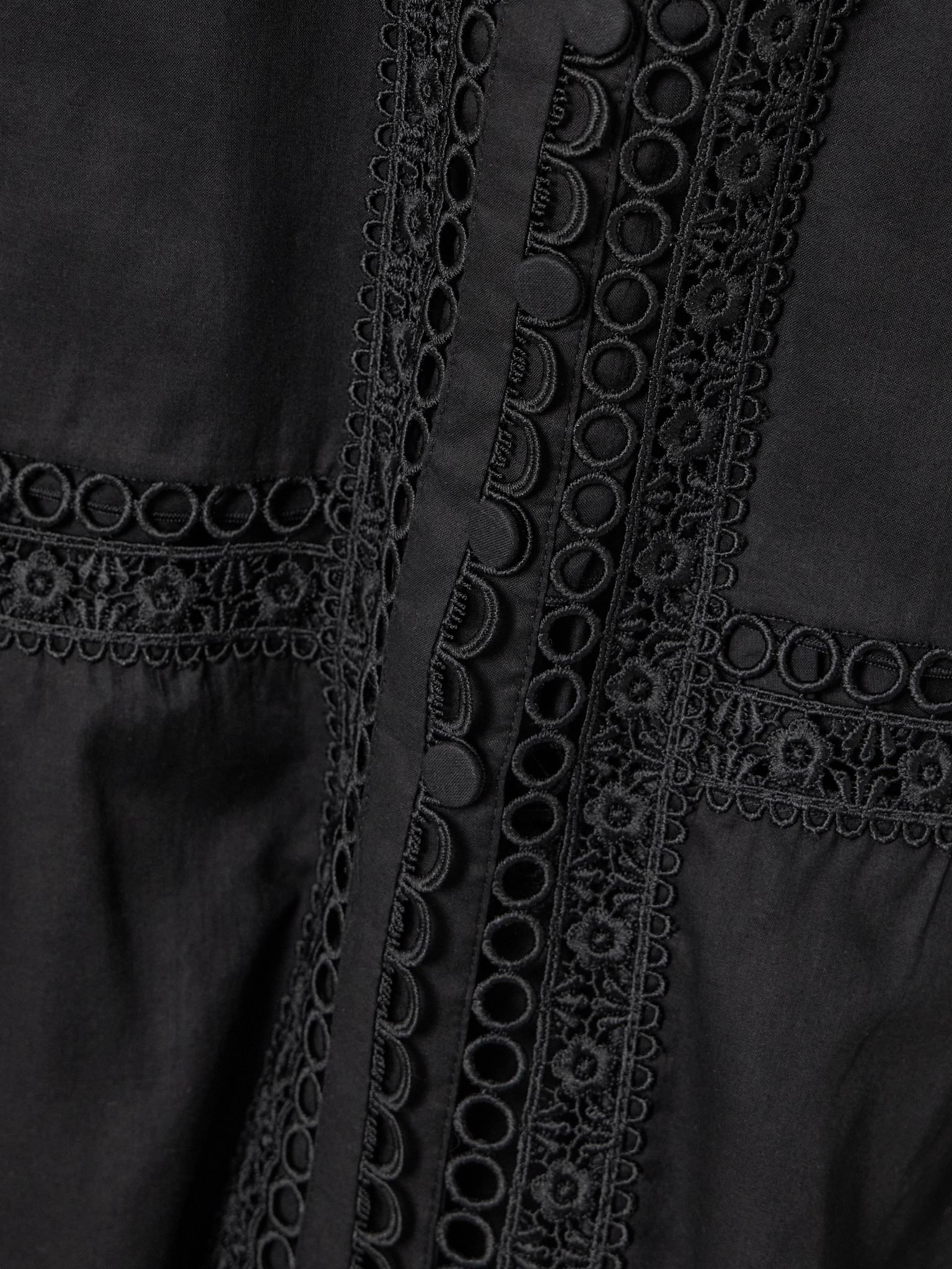 Dafelle scalloped guipure lace-trimmed cotton-blend voile midi dress Black - 4