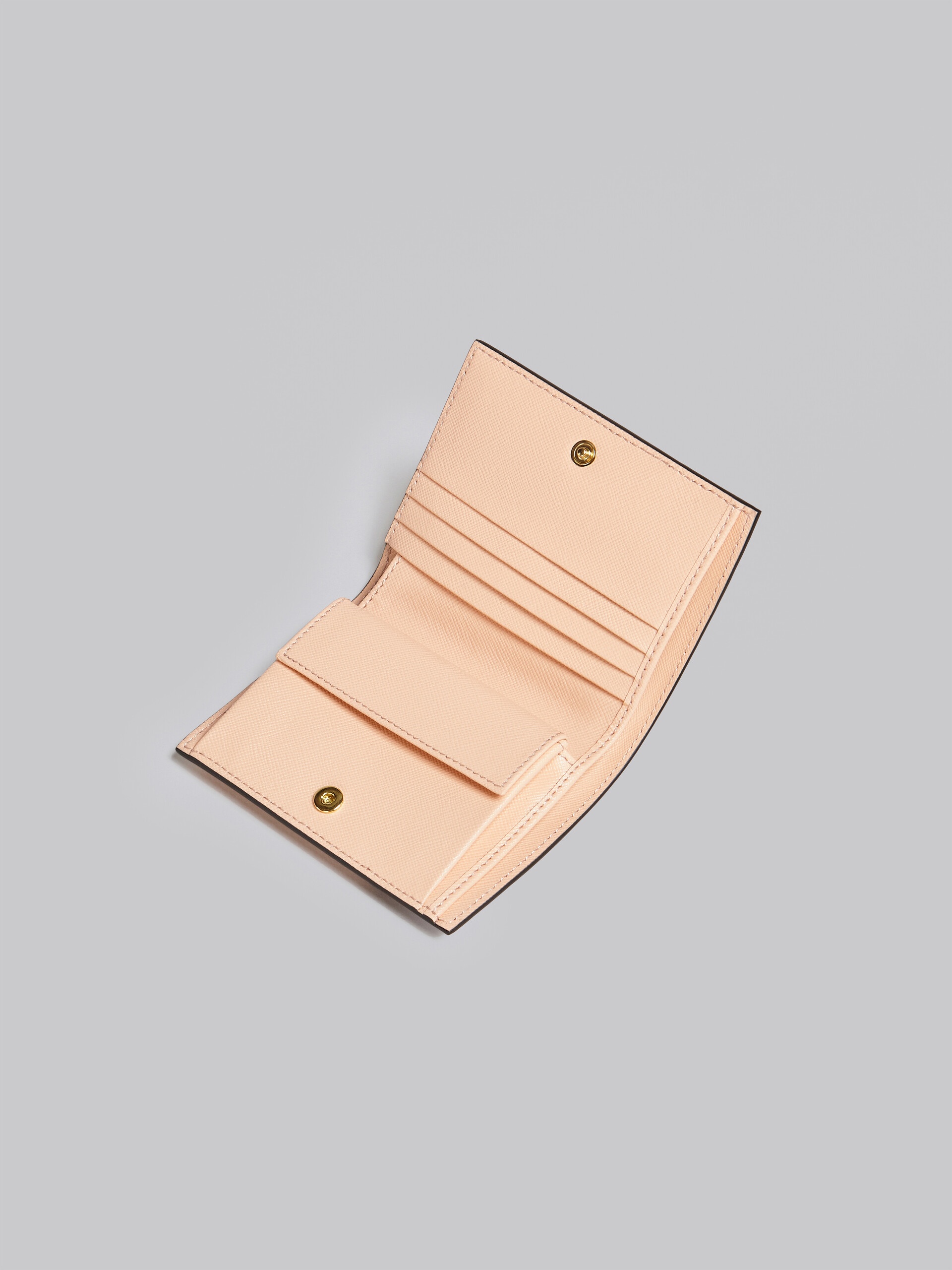 RED WHITE AND PINK SAFFIANO LEATHER BI-FOLD WALLET - 4