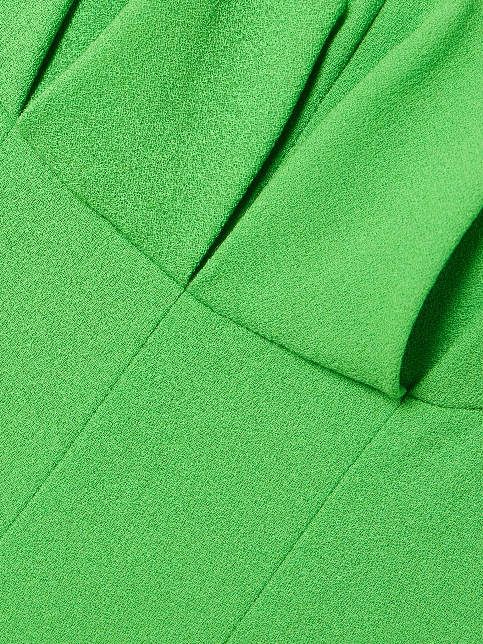 Collins pleated paneled wool-crepe midi dress Bright green - 4