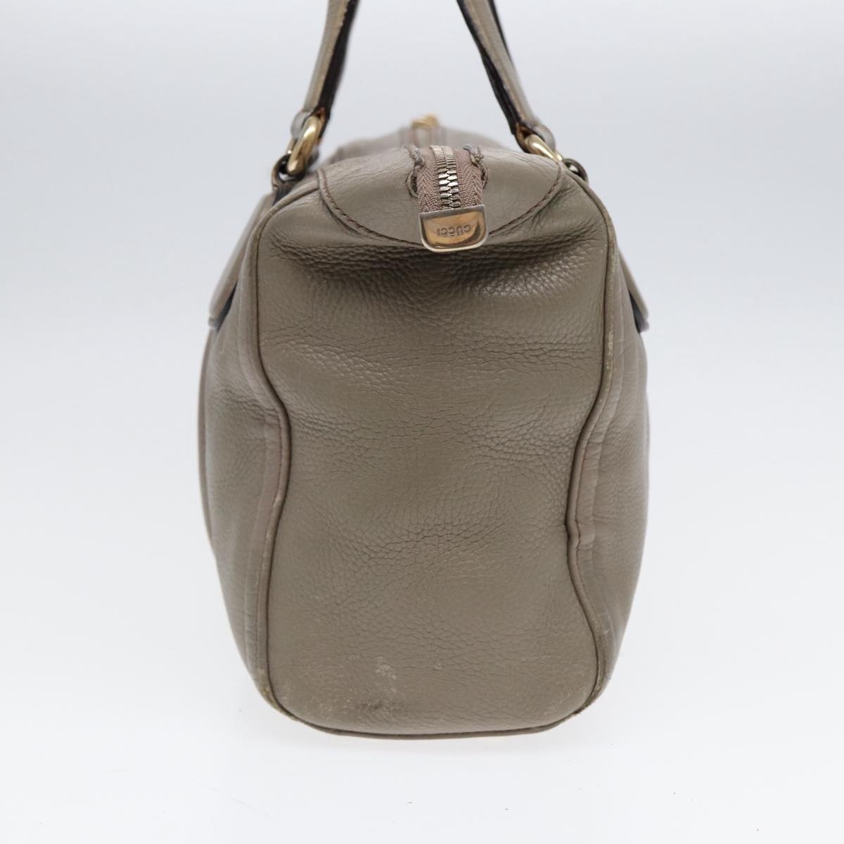 GUCCI Hand Bag Leather Gray Gold - 3