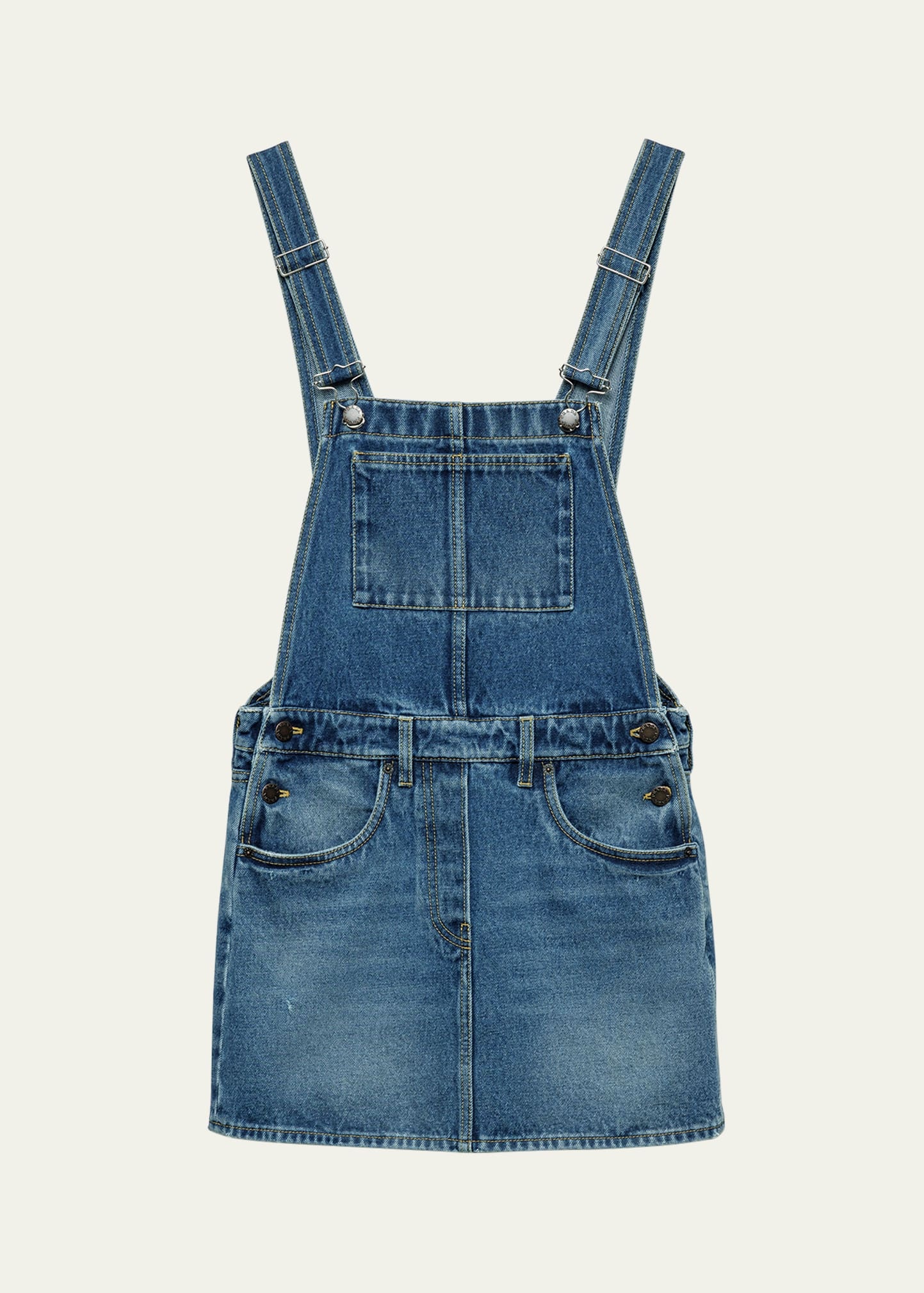 Used Denim Mini Overall Dress - 1