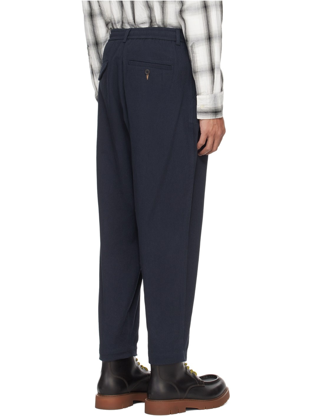 Navy Pleated Trousers - 3