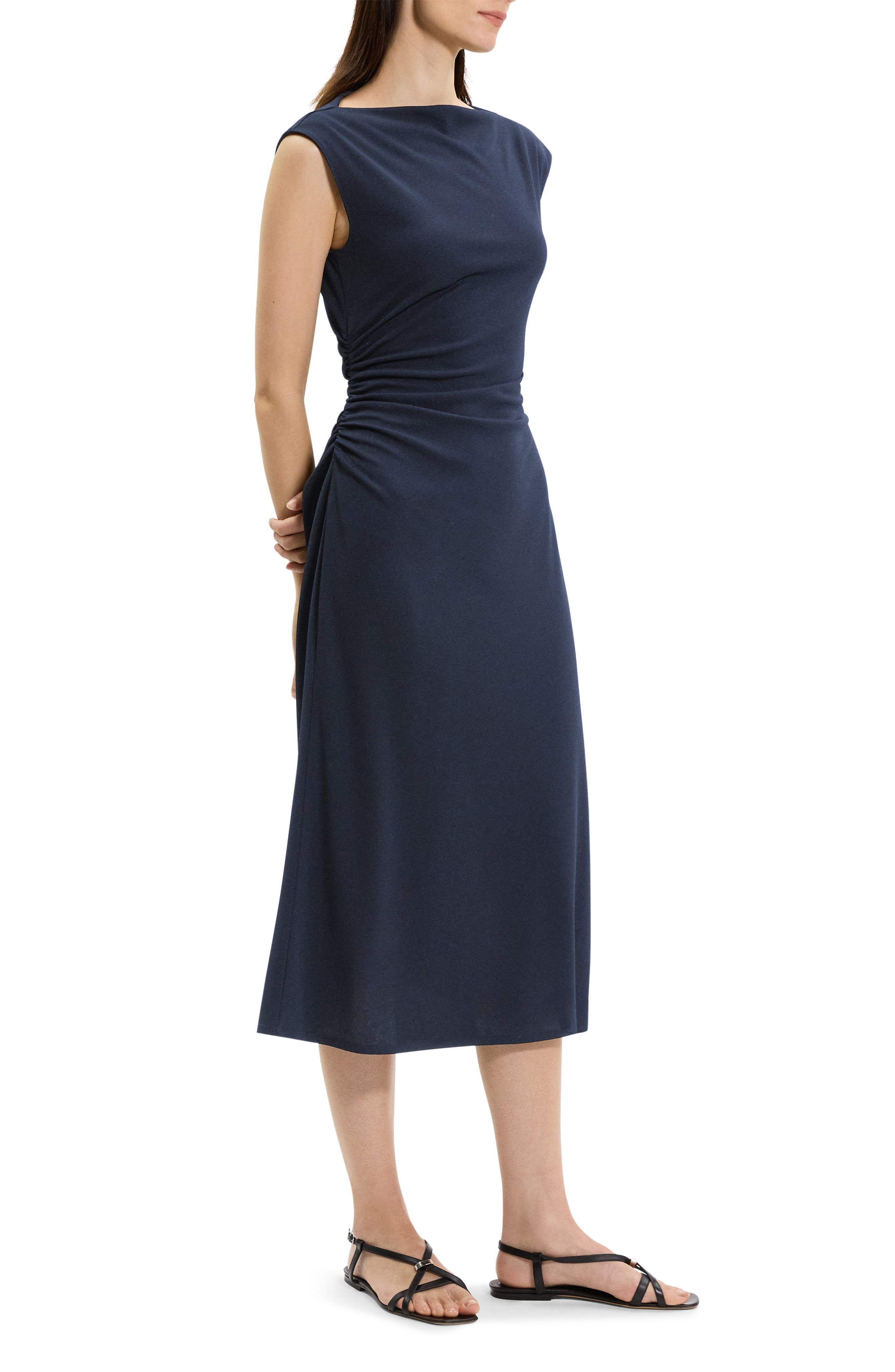 Theory Bateau Neck Knit Dress in Nocturne Navy at Nordstrom - 3