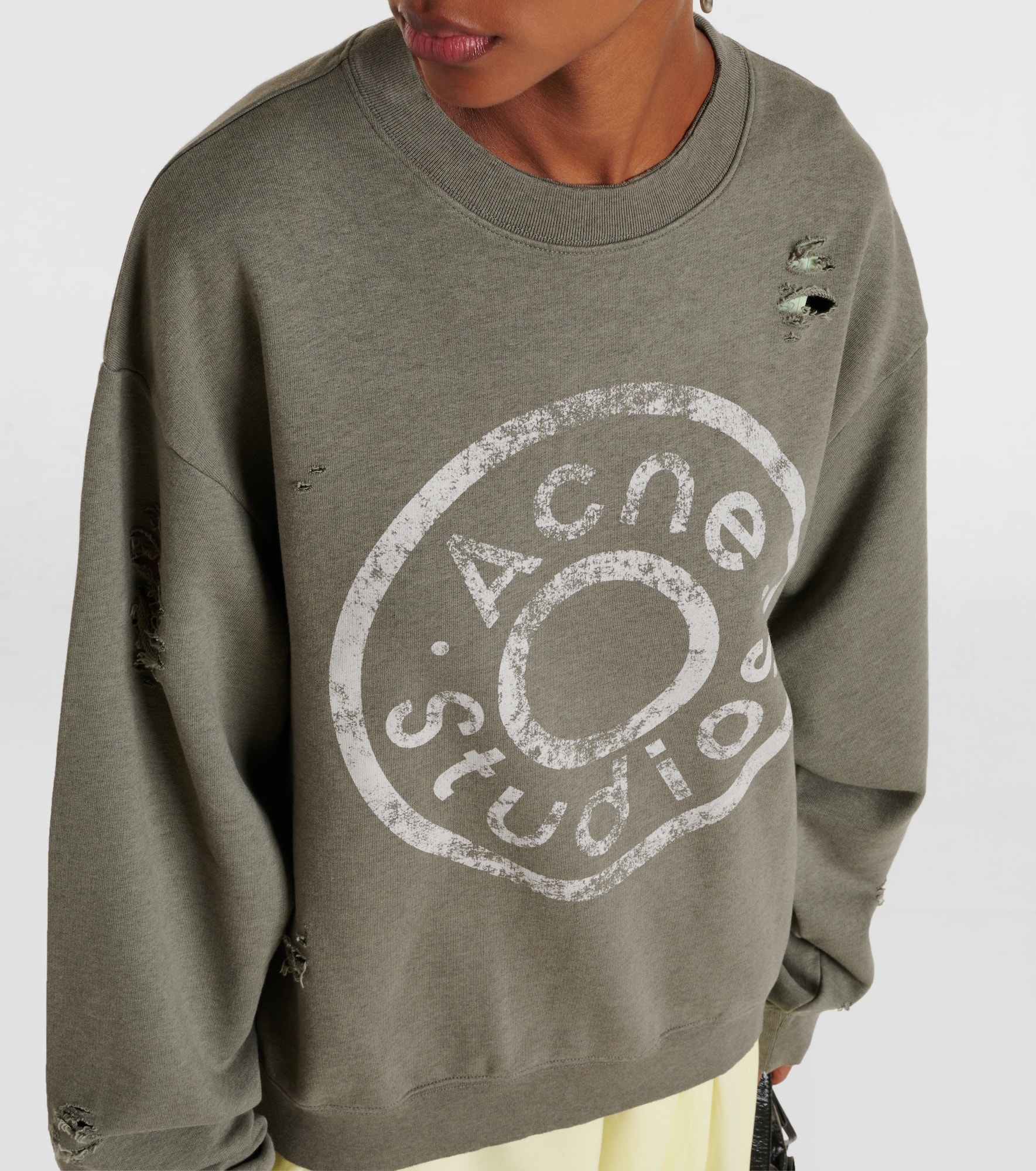 Logo distressed cotton-blend sweatshirt - 4