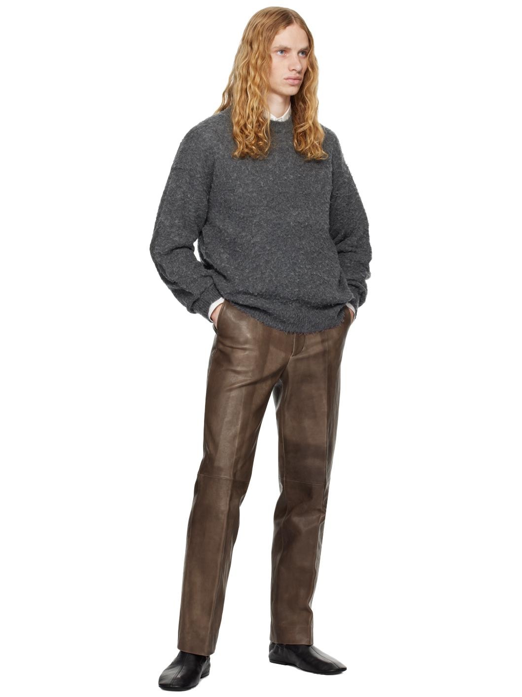 トップス AURALEE BRUSHED WOOL CASHMERE KNIT AURALEE Brushed Wool Cashmere Silk Crewneck Sweater in Gray