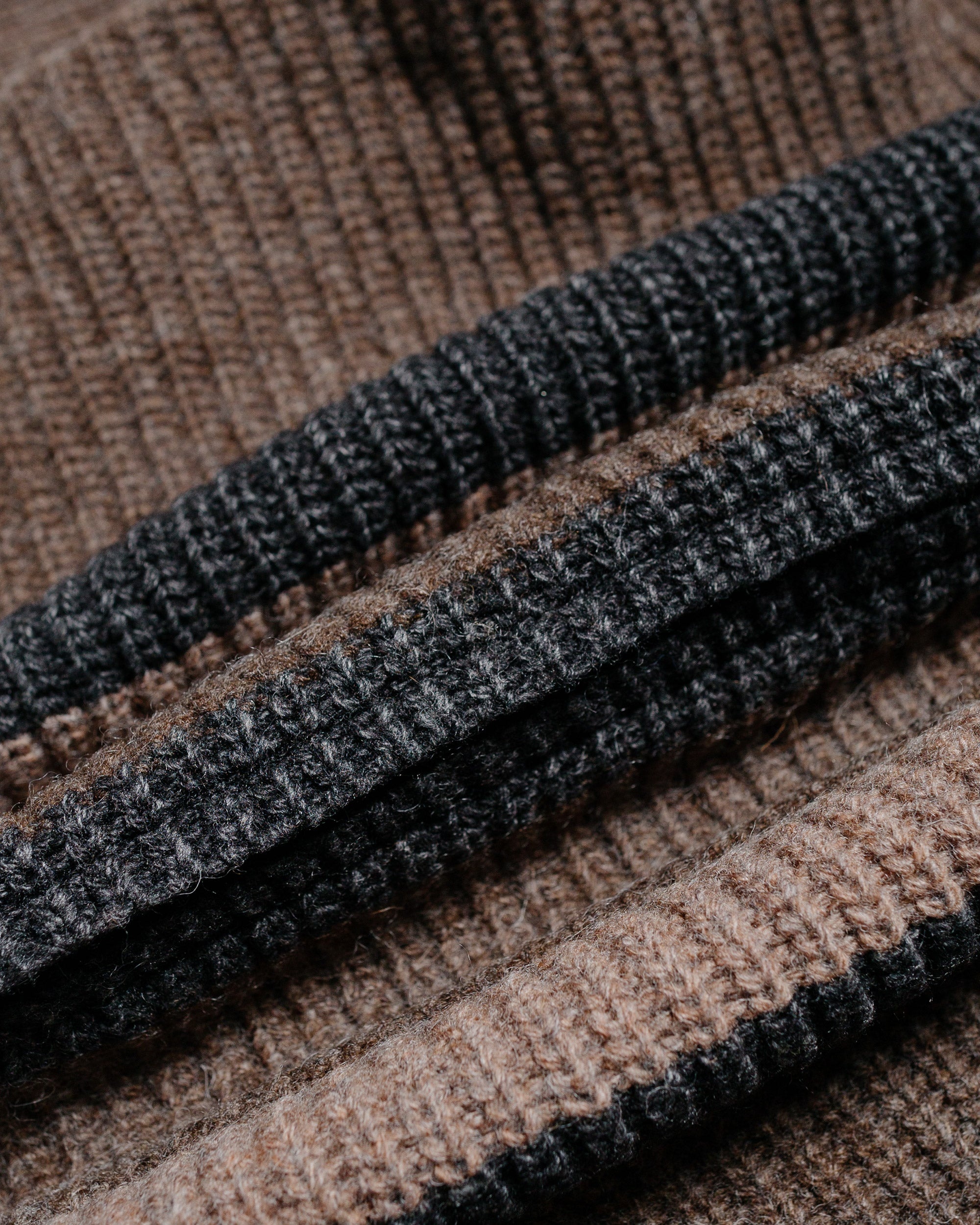 Full Zip Shawl Collar Knit Brown - 5
