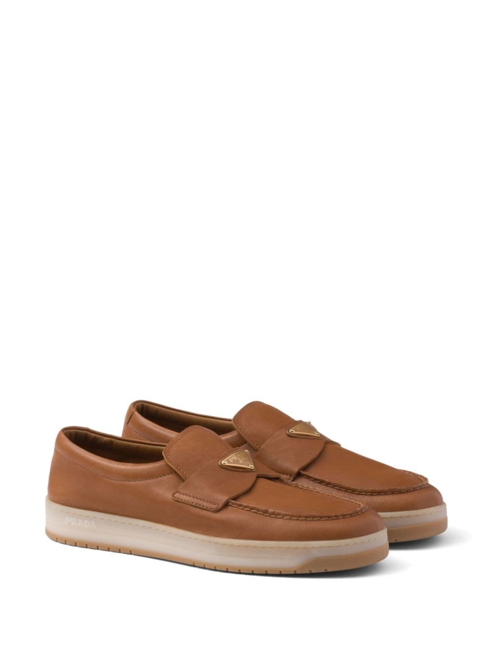 logo-plaque leather loafers - 2