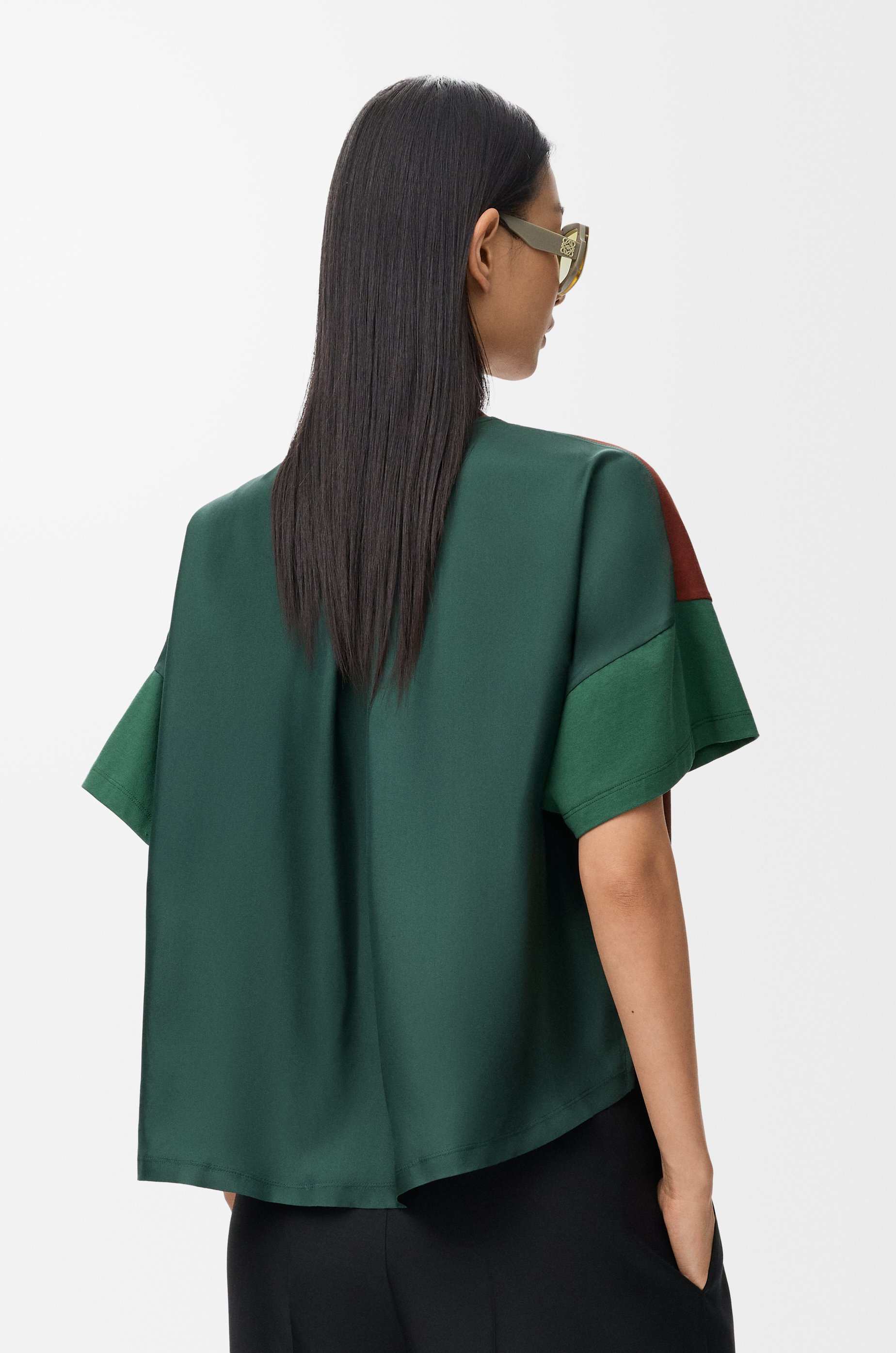 Boxy fit T-shirt in cotton and silk - 4
