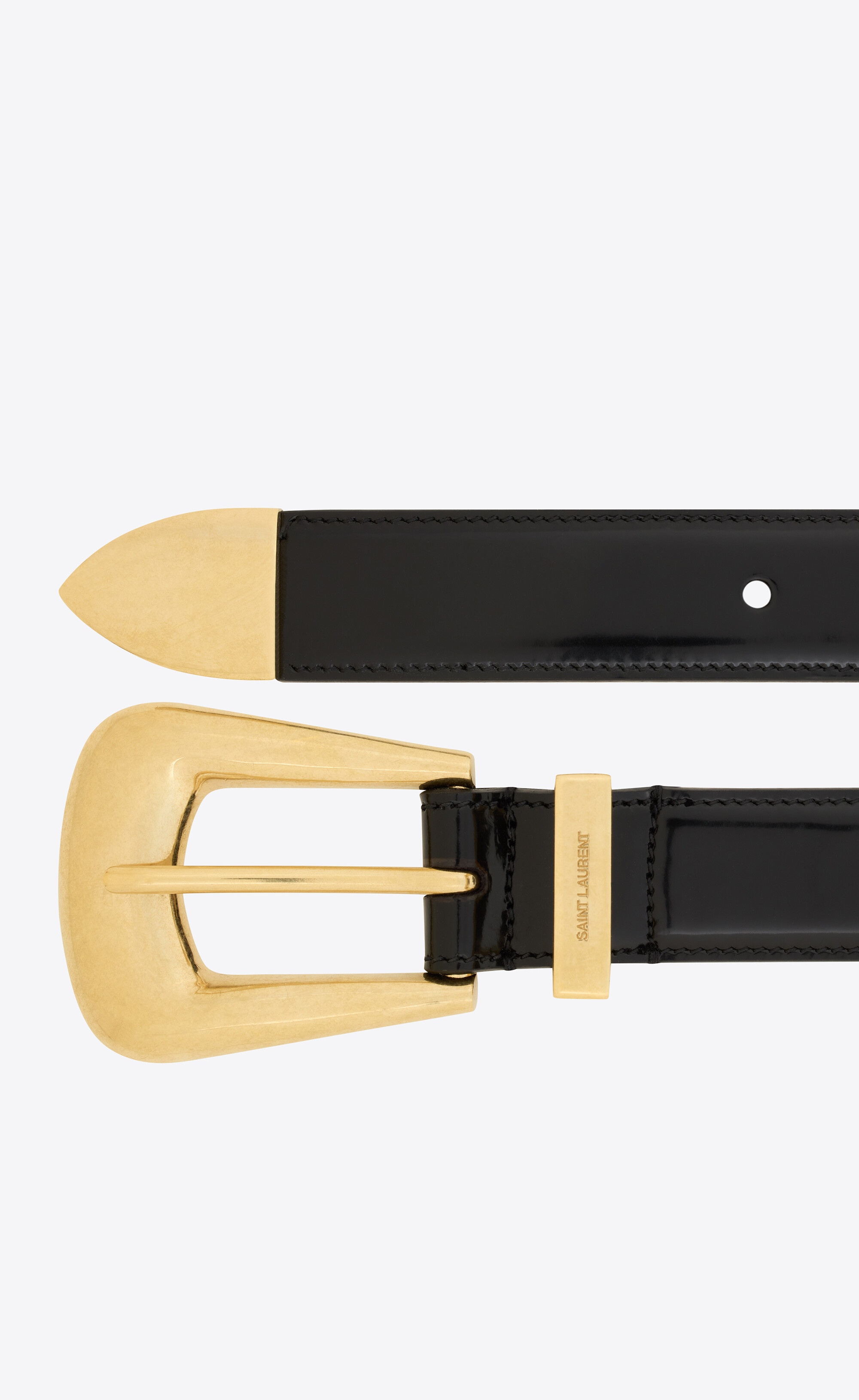 folk buckle belt in brushed leather - 2
