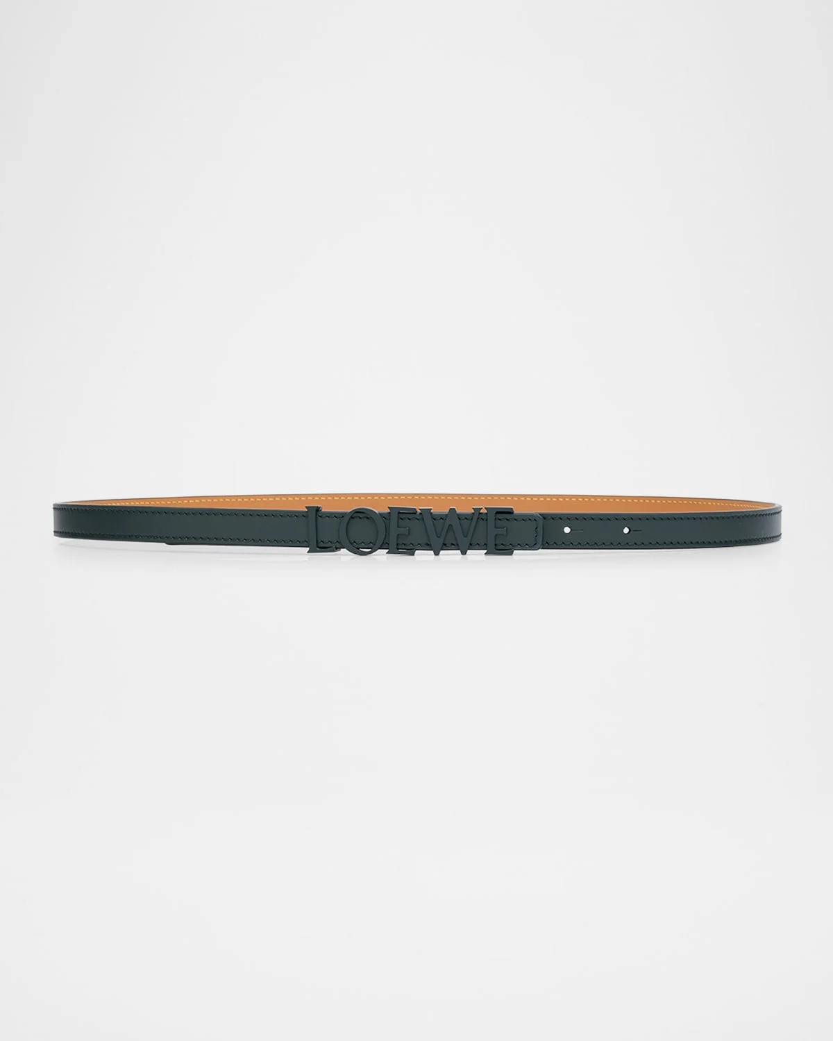 Logo Lettering Leather Skinny Belt - 1