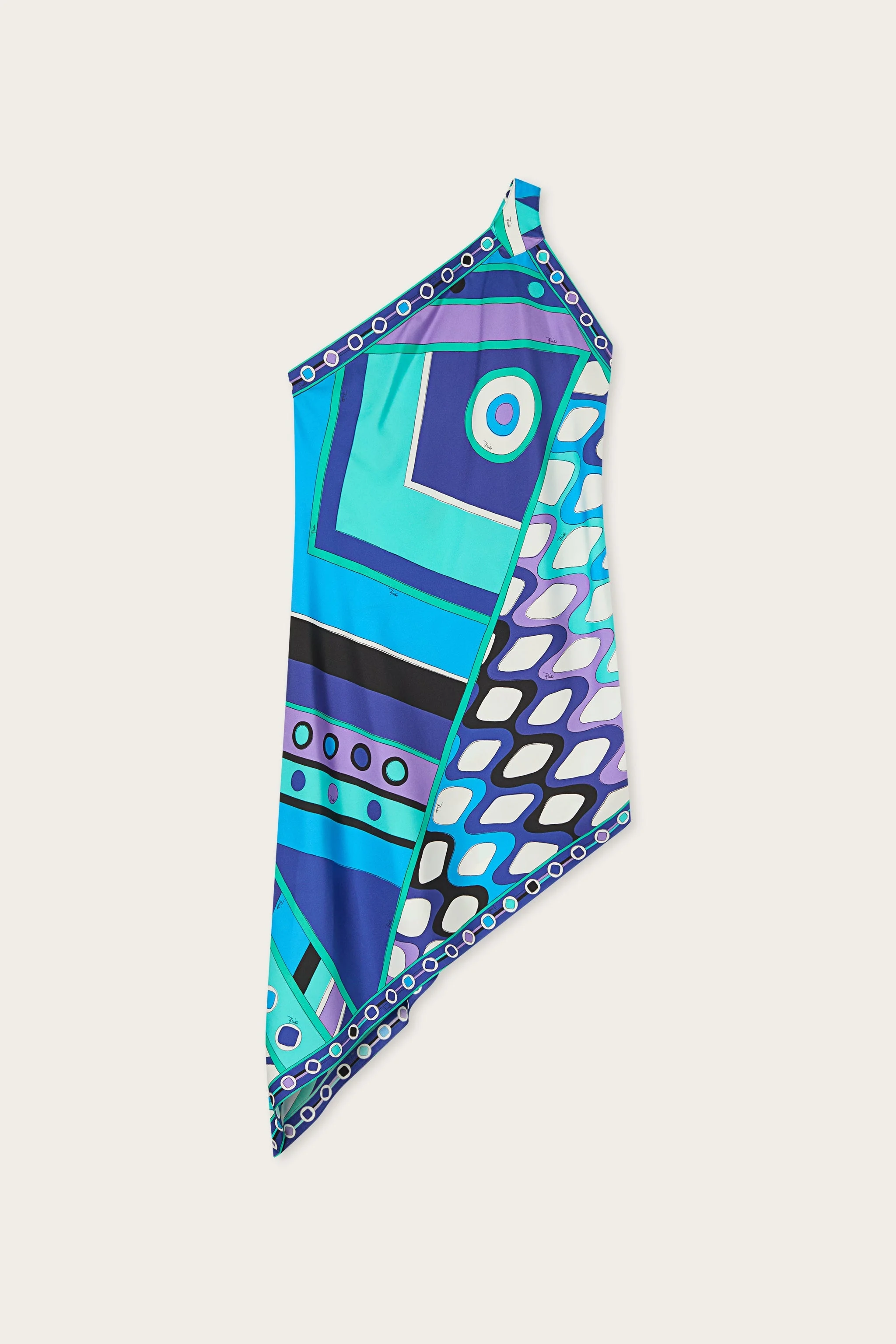 VIVARA PRINT ONE-SHOULDER SILK DRESS - 1