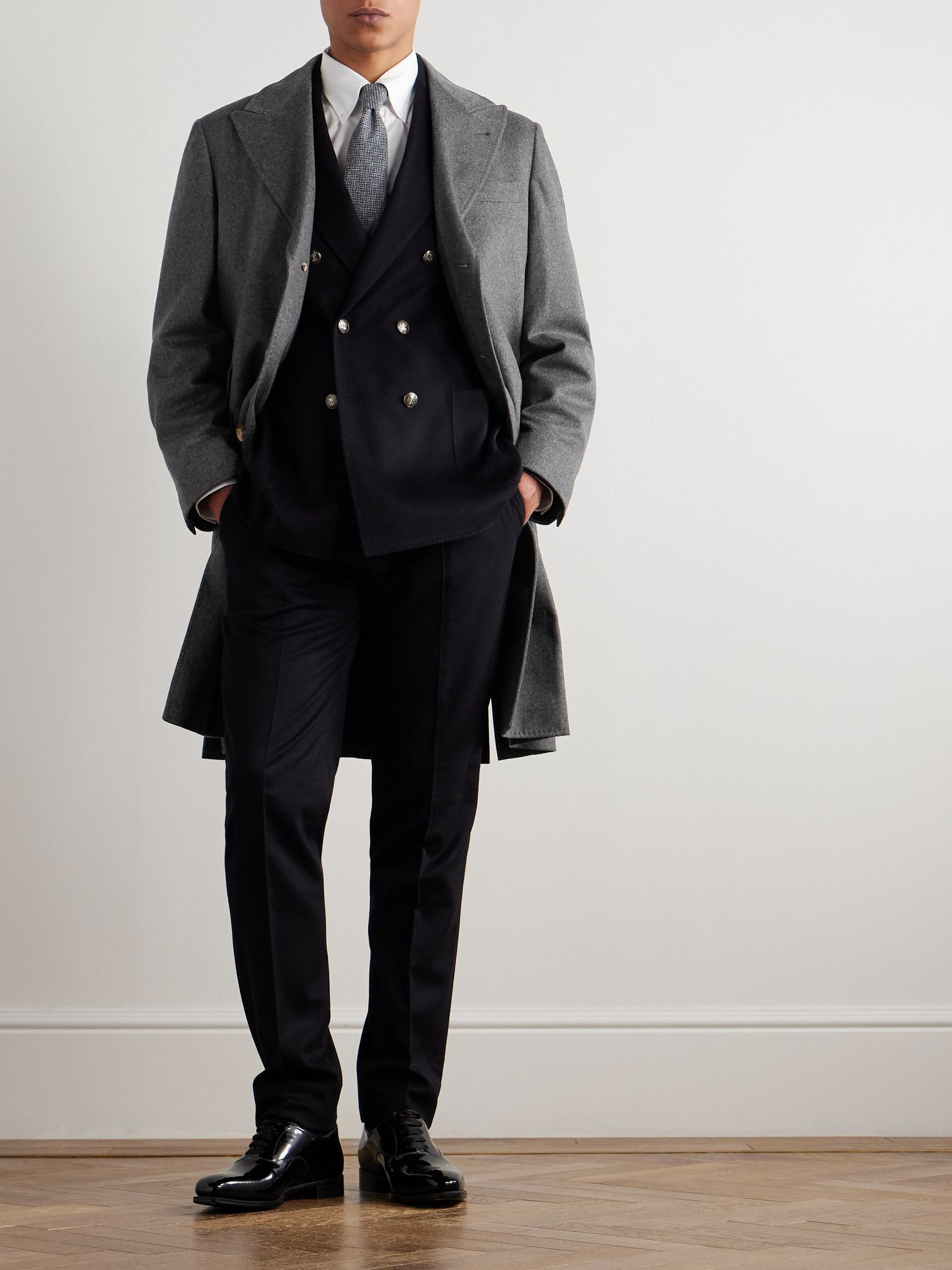 Wool and Cashmere-Blend Overcoat Gray - 2